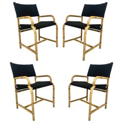 Set of 4 Mid-Century Modern Bentwood Bamboo Frame  Director's Chairs