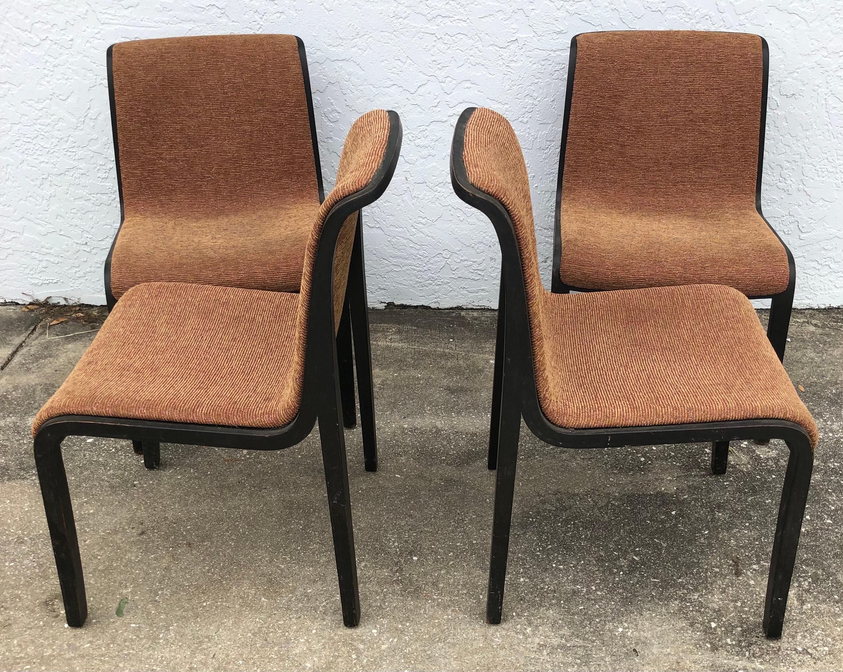 20th Century Set of 4 Mid-Century Modern Bill Stephens Knoll Black Walnut Side Chairs For Sale