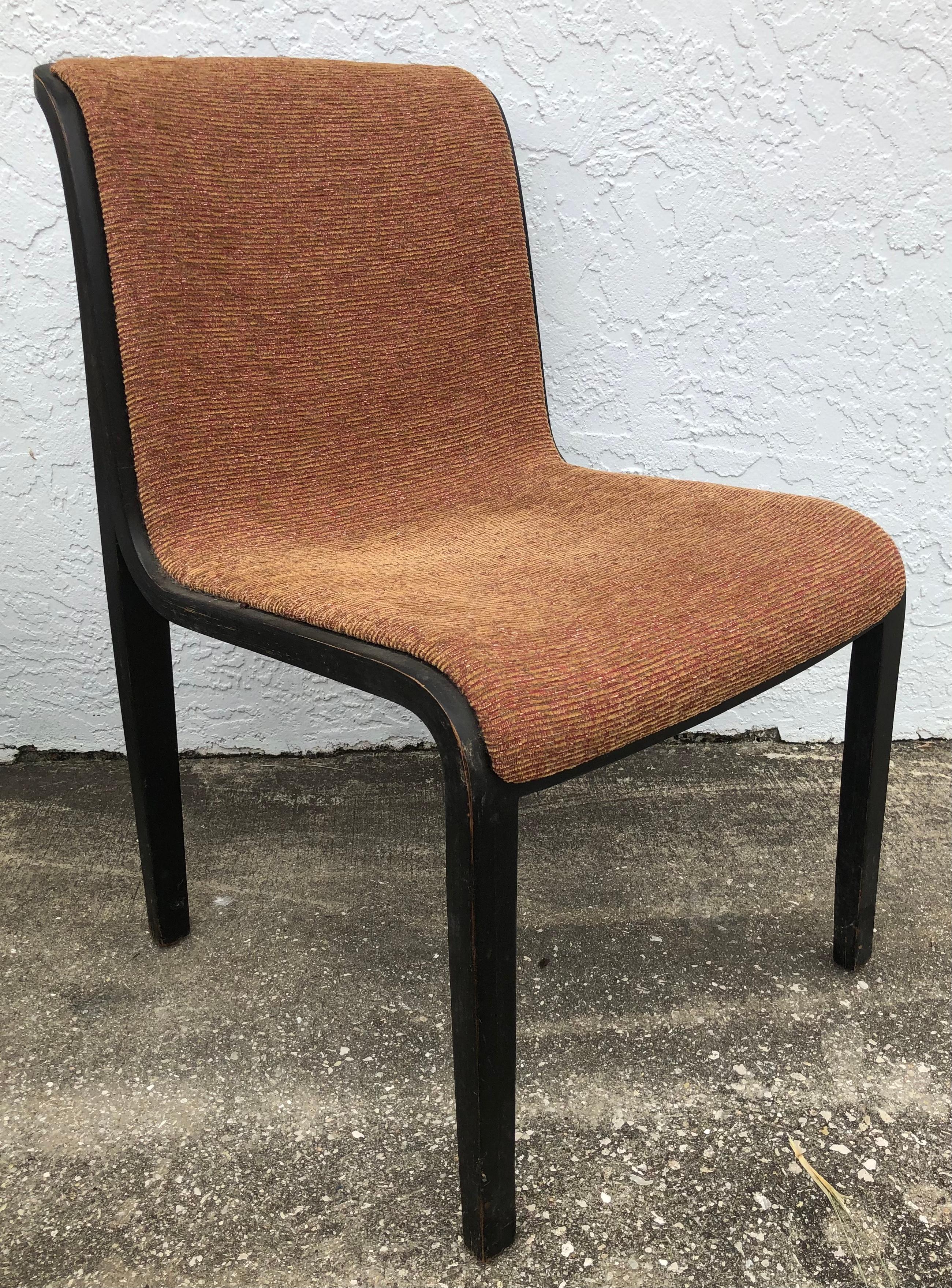 Wood Set of 4 Mid-Century Modern Bill Stephens Knoll Black Walnut Side Chairs For Sale