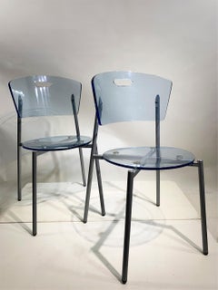 Set of 4 Mid-Century Modern Blue Transparent PMMA Chairs