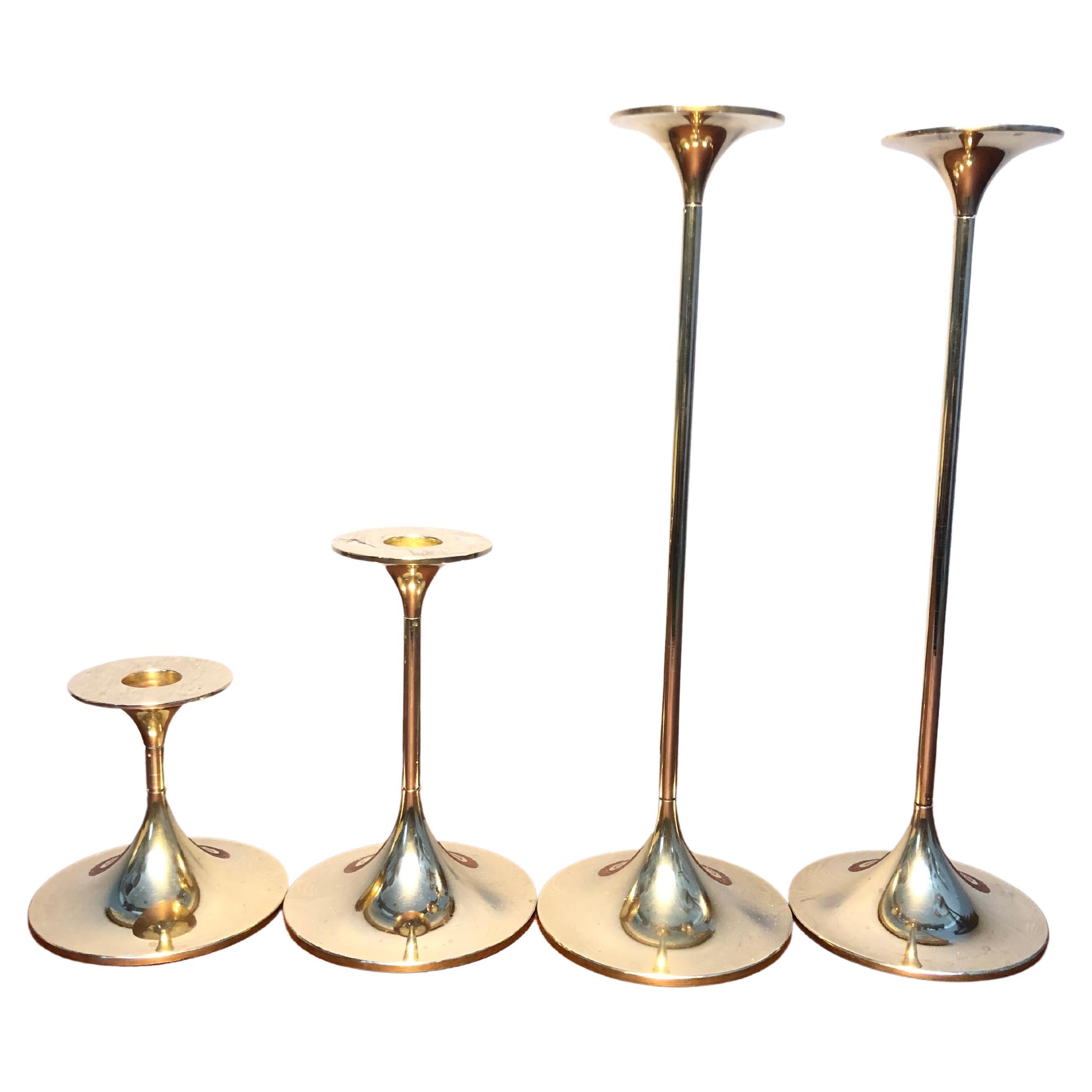 Set of 4 Mid-Century Modern Brass Candle Holders by Torben Ørskov of Copenhagen For Sale