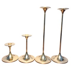 Retro Set of 4 Mid-Century Modern Brass Candle Holders by Torben Ørskov of Copenhagen