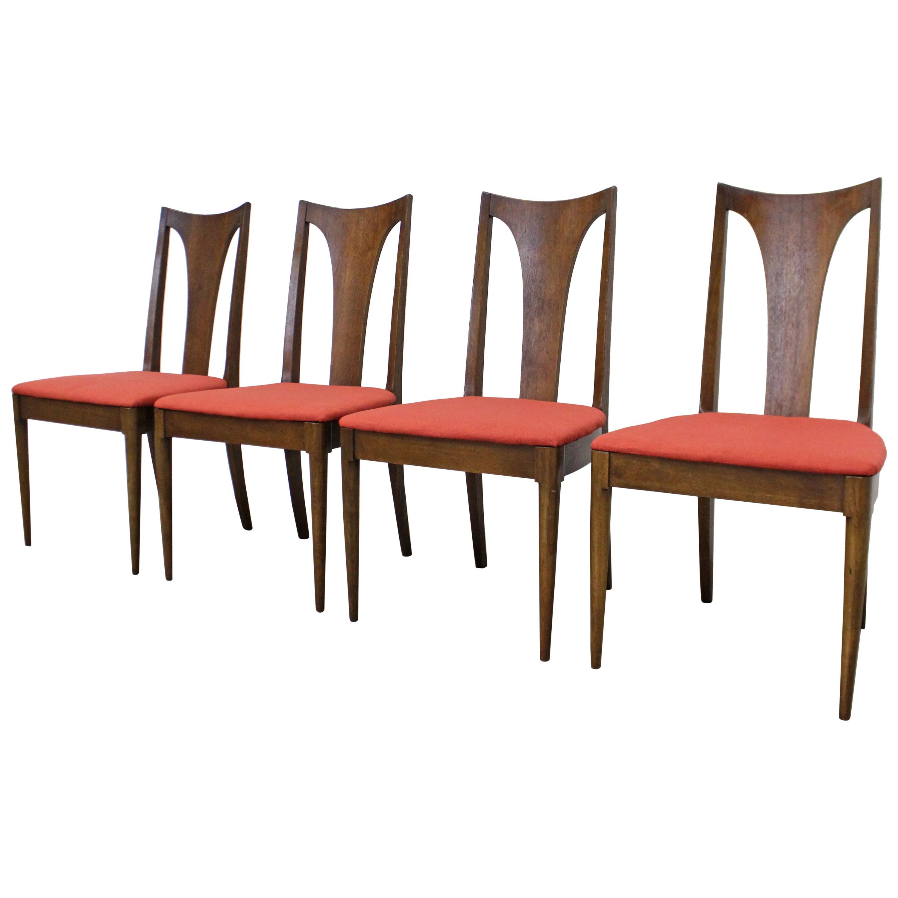Set of 4 Mid-Century Modern Broyhill Brasilia Side Walnut Dining Chairs