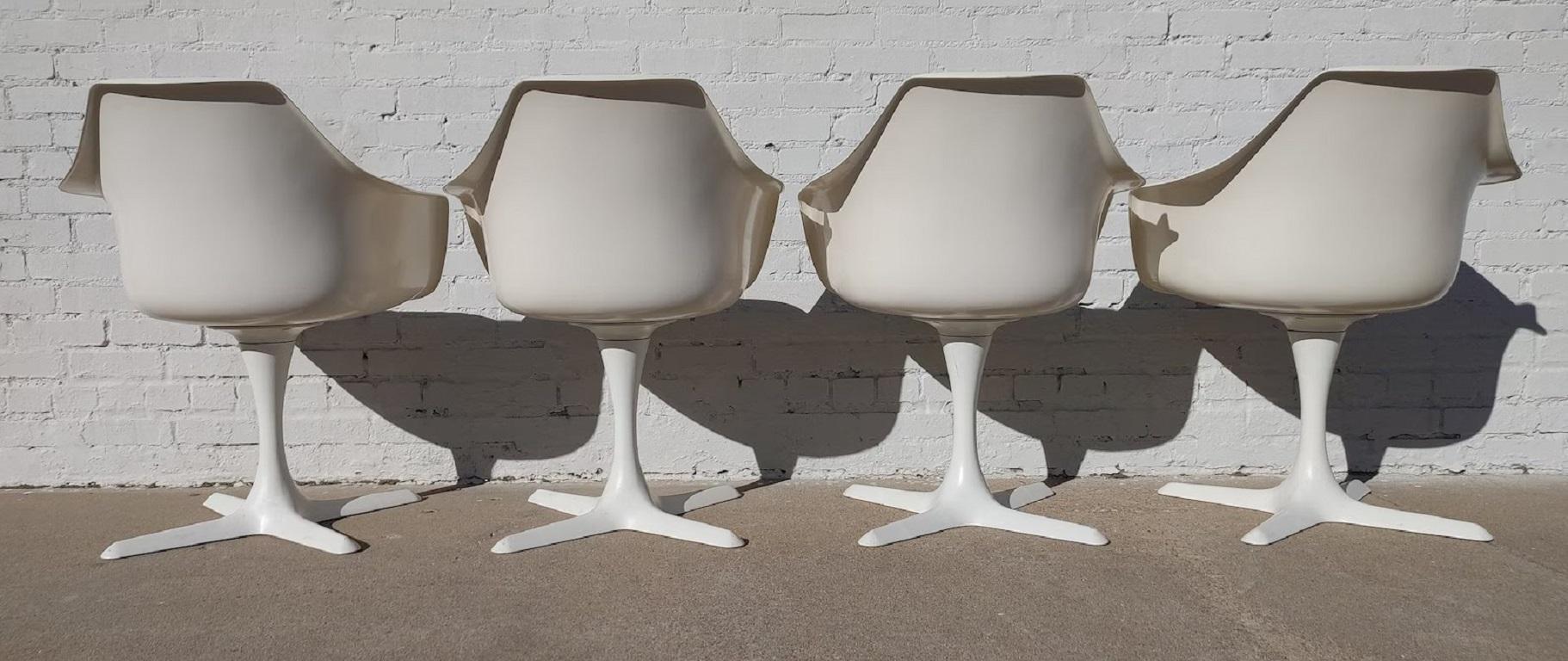 American Set of 4 Mid Century Modern Burke Armed Tulip Chairs