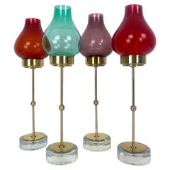 Set 4 skandinavisch-moderne Kerzenhalter aus Messing Gunnar Ander Ystad Metall Schweden