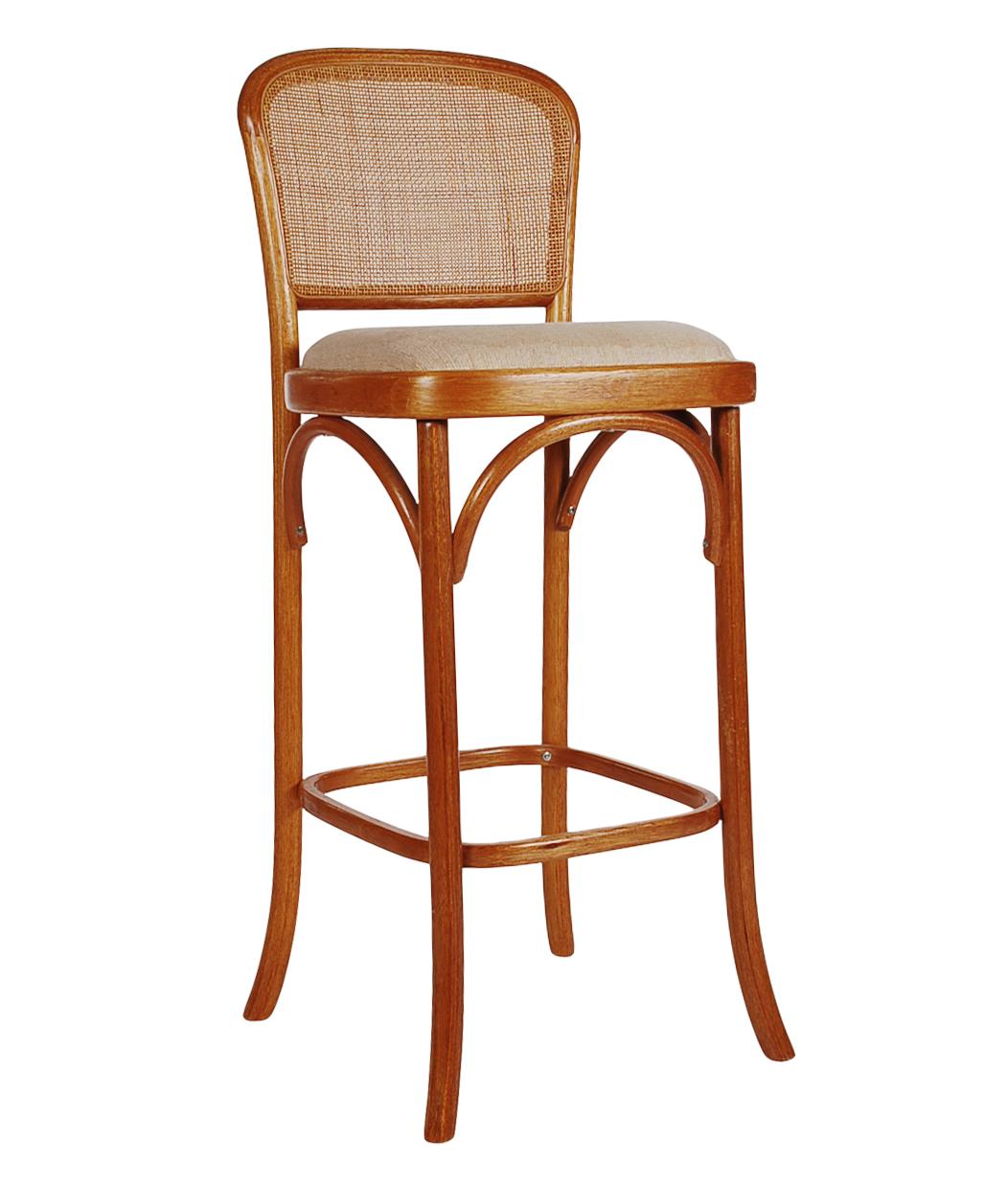 American Set of 4 Mid-Century Modern Cane Back Bar Stools after Le Corbusier for Thonet