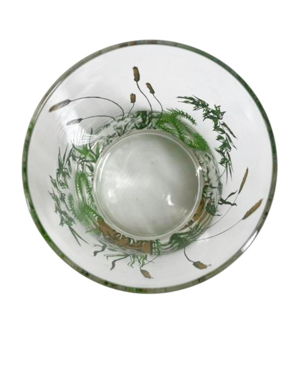 American Set of 4 Mid Century Modern Cera Glassware Frogs and Ferns Rocks Glasses For Sale