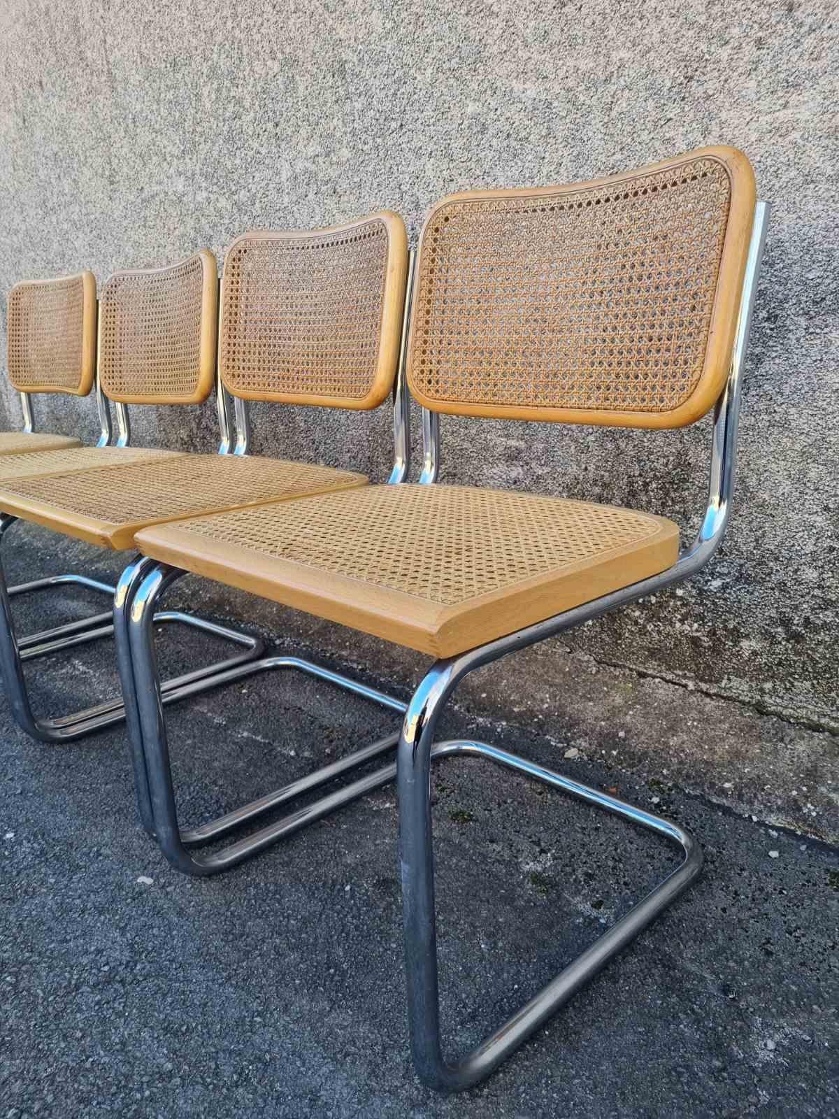 Juego de 4 Sillas Cesca Modernas de Mitad de Siglo Diseñadas por Marcel Breuer, Italia Años 80 en venta 3