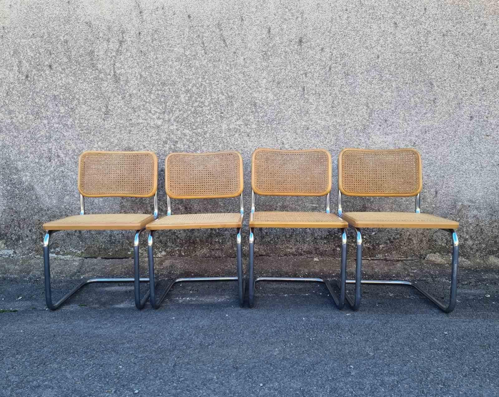 Juego de 4 Sillas Cesca Modernas de Mitad de Siglo Diseñadas por Marcel Breuer, Italia Años 80 en venta 4