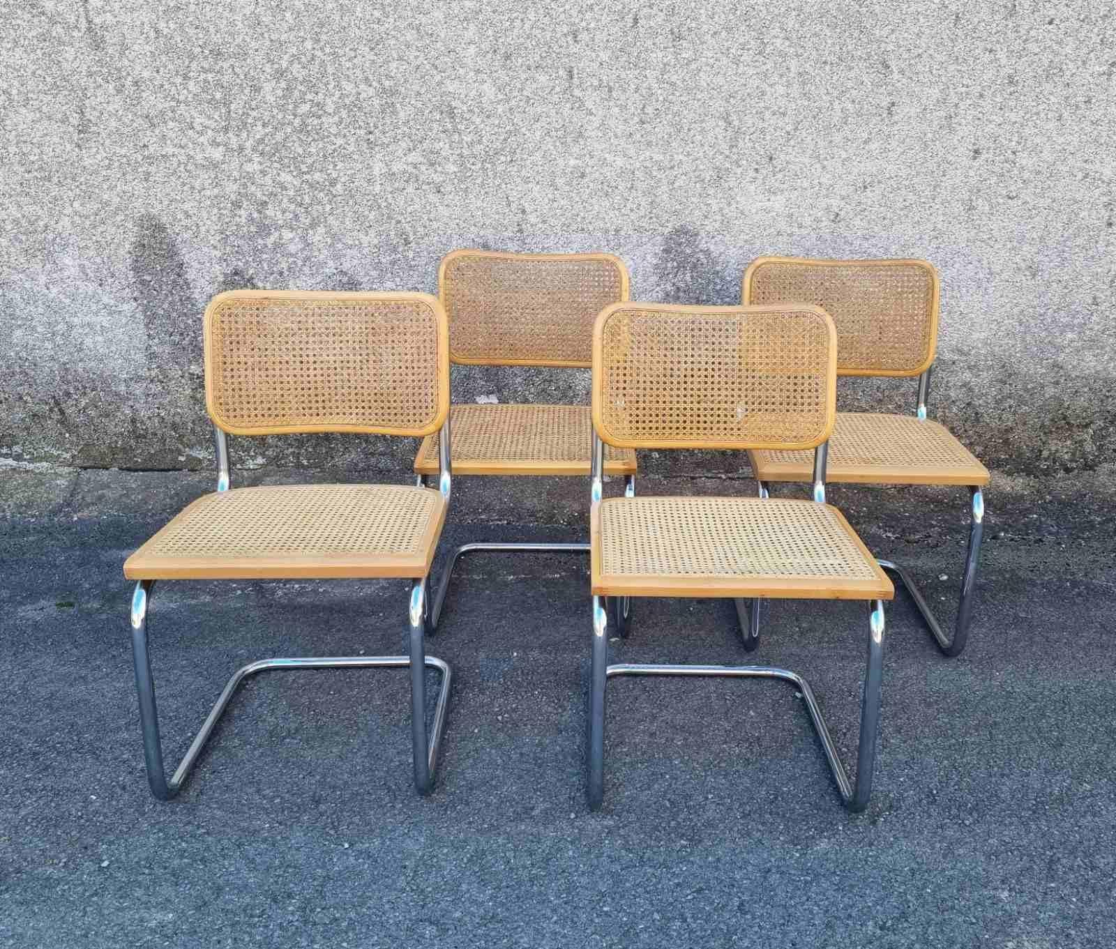 Juego de 4 Sillas Cesca Modernas de Mitad de Siglo Diseñadas por Marcel Breuer, Italia Años 80 en venta 5