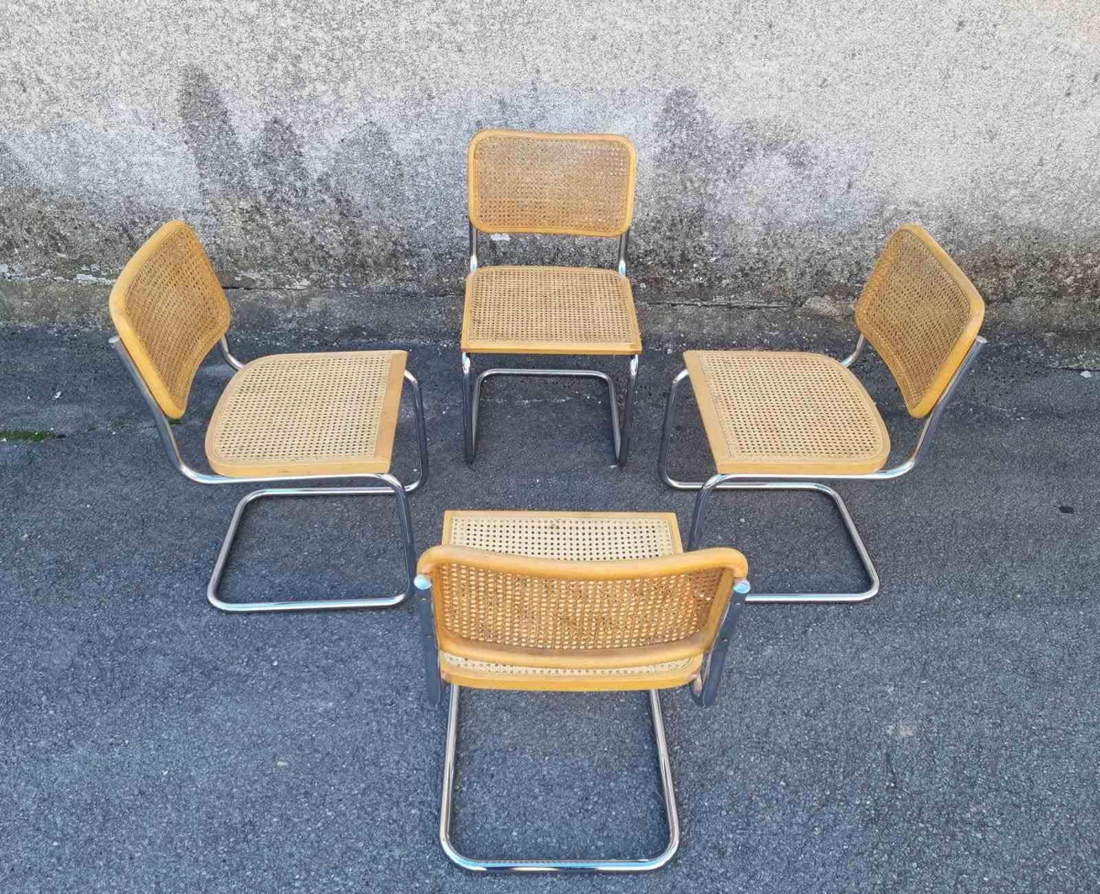 Juego de 4 Sillas Cesca Modernas de Mitad de Siglo Diseñadas por Marcel Breuer, Italia Años 80 en venta 6