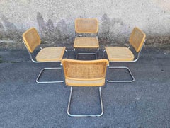 Set of 4 Mid Century Modern Cesca Chairs Designed by Marcel Breuer, Italy 80s