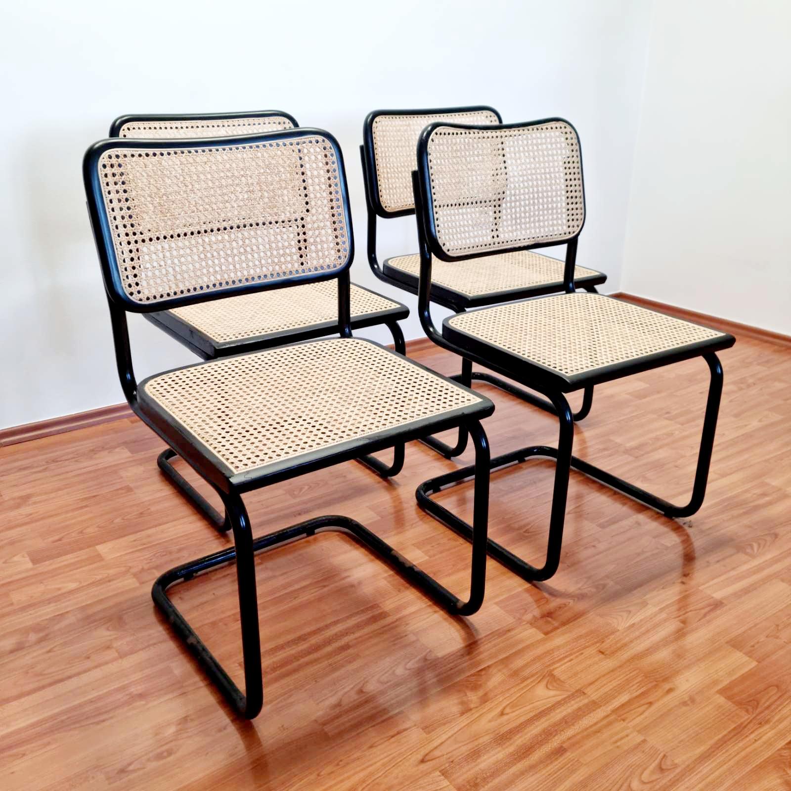 Juego de 4 Sillas Cesca Modernas de Mitad de Siglo Diseñadas por Marcel Breuer, Italia Años 80 Bauhaus en venta