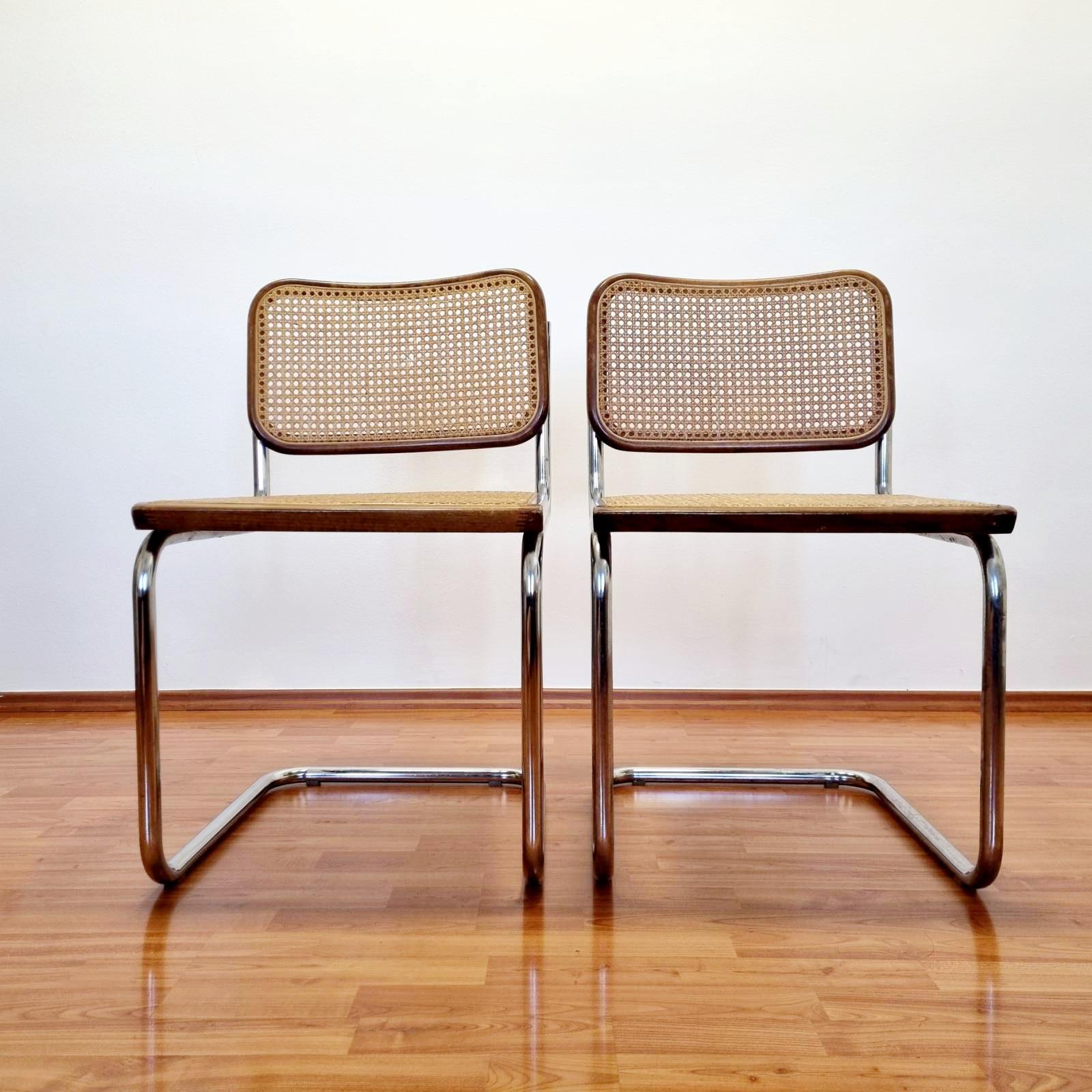 Bauhaus Set di 4 sedie Cesca del Mid Century Modern disegnate da Marcel Breuer, Italia anni '80