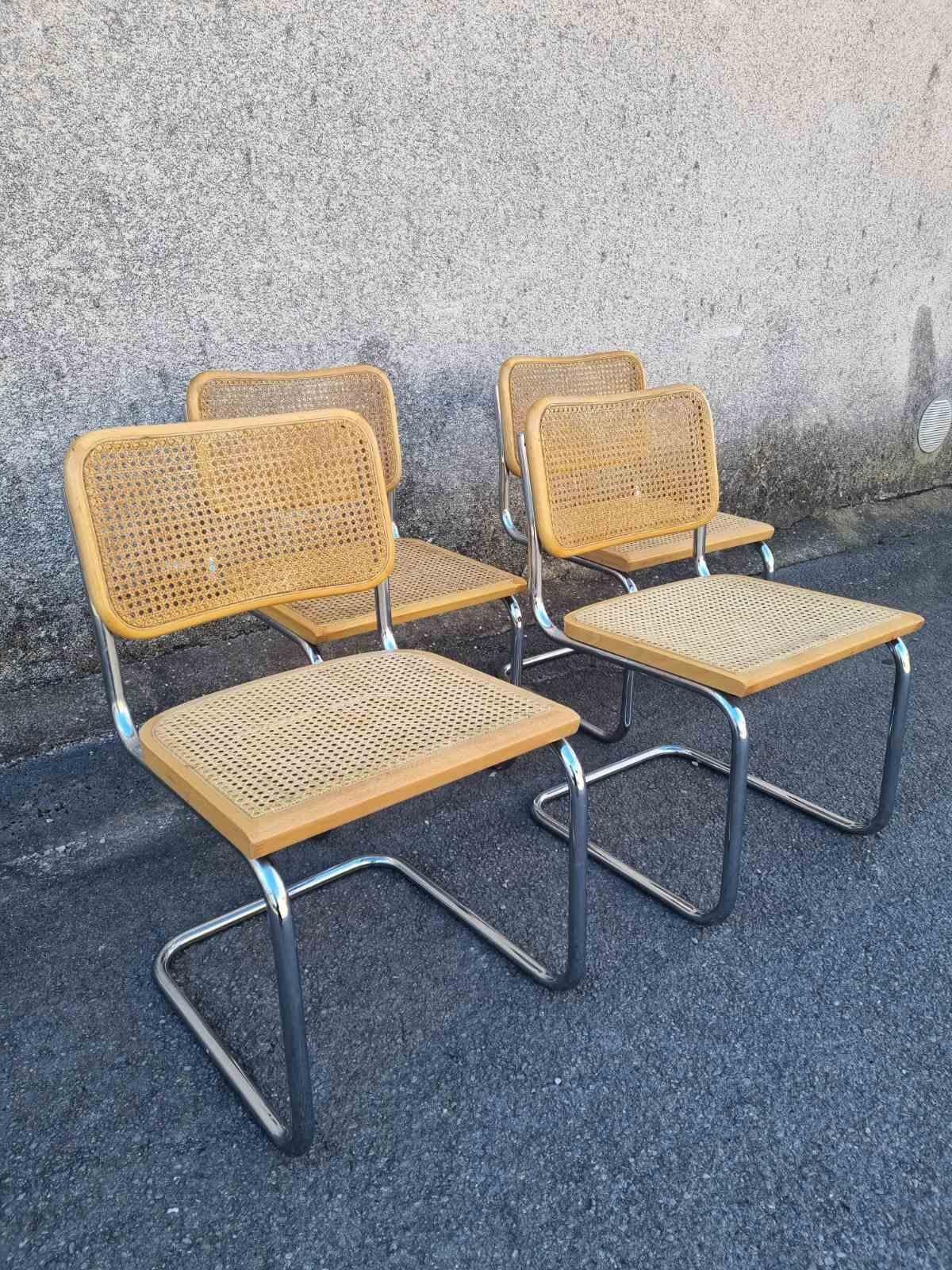 Juego de 4 Sillas Cesca Modernas de Mitad de Siglo Diseñadas por Marcel Breuer, Italia Años 80 Bauhaus en venta