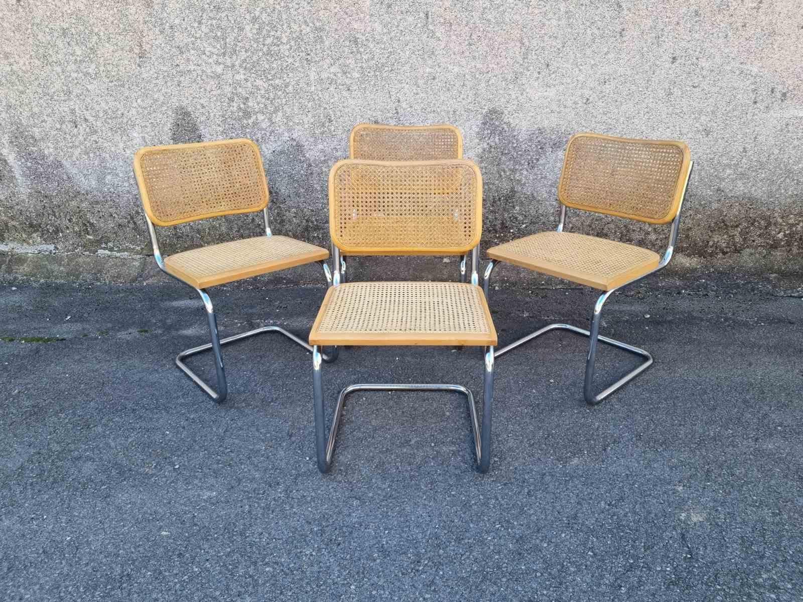 Juego de 4 Sillas Cesca Modernas de Mitad de Siglo Diseñadas por Marcel Breuer, Italia Años 80 en venta 1