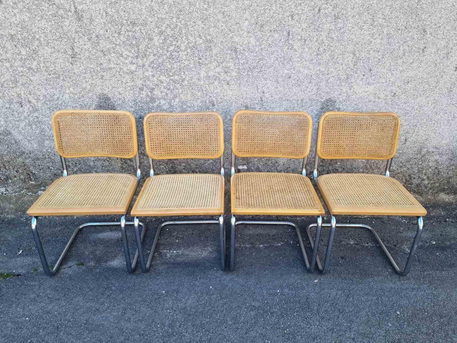 Juego de 4 Sillas Cesca Modernas de Mitad de Siglo Diseñadas por Marcel Breuer, Italia Años 80 en venta 2