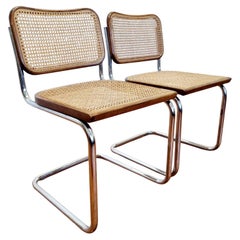 Ensemble de 4 chaises Cesca modernes du milieu du siècle dernier conçues par Marcel Breuer, Italie années 80