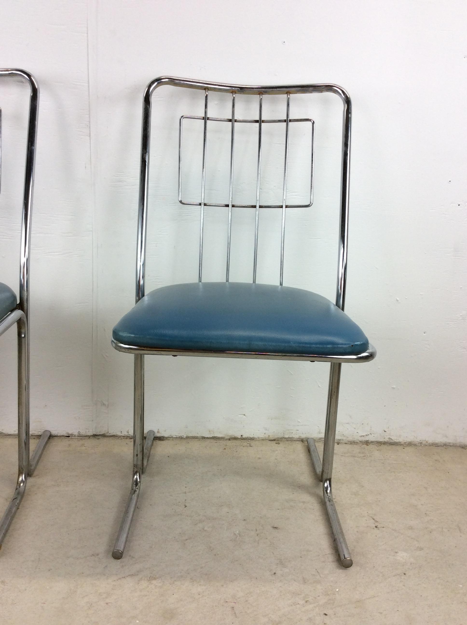 Set di 4 sedie da pranzo cromate del Mid Century Modern con tappezzeria vintage 2
