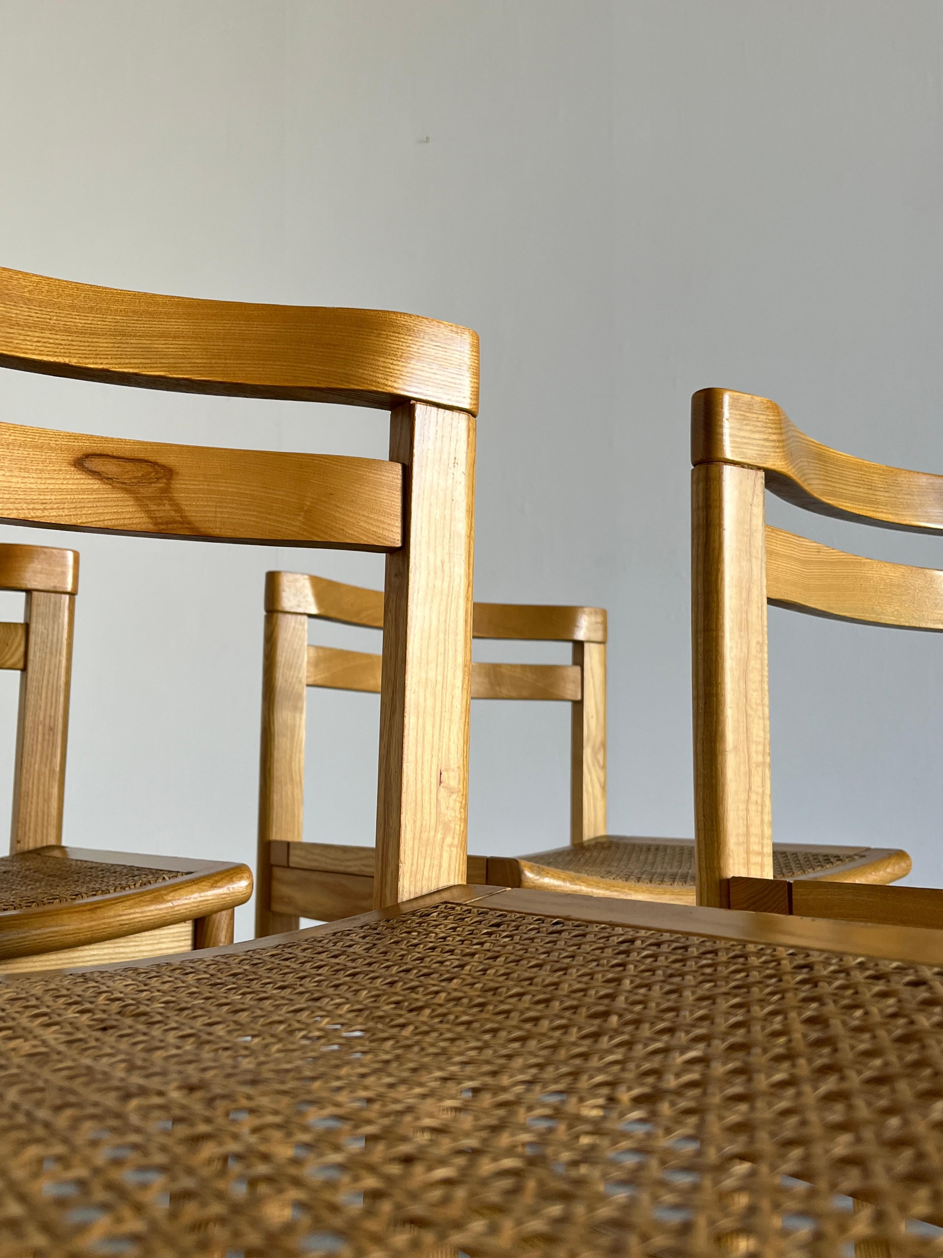 Set of 4 Mid-Century Modern Constructivist Wooden Dining Chairs in Beech, 1960s For Sale 4