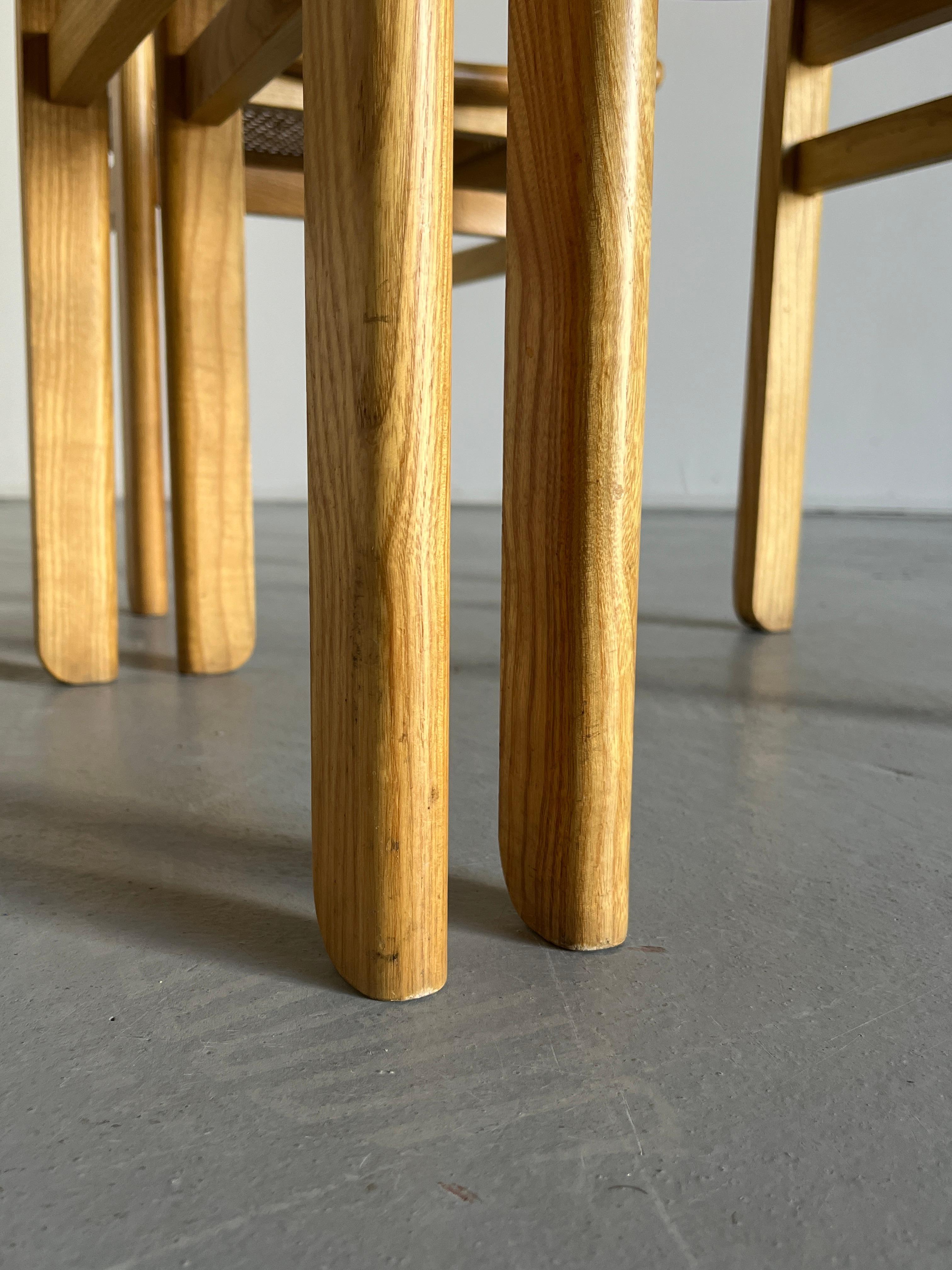 Set of 4 Mid-Century Modern Constructivist Wooden Dining Chairs in Beech, 1960s For Sale 5