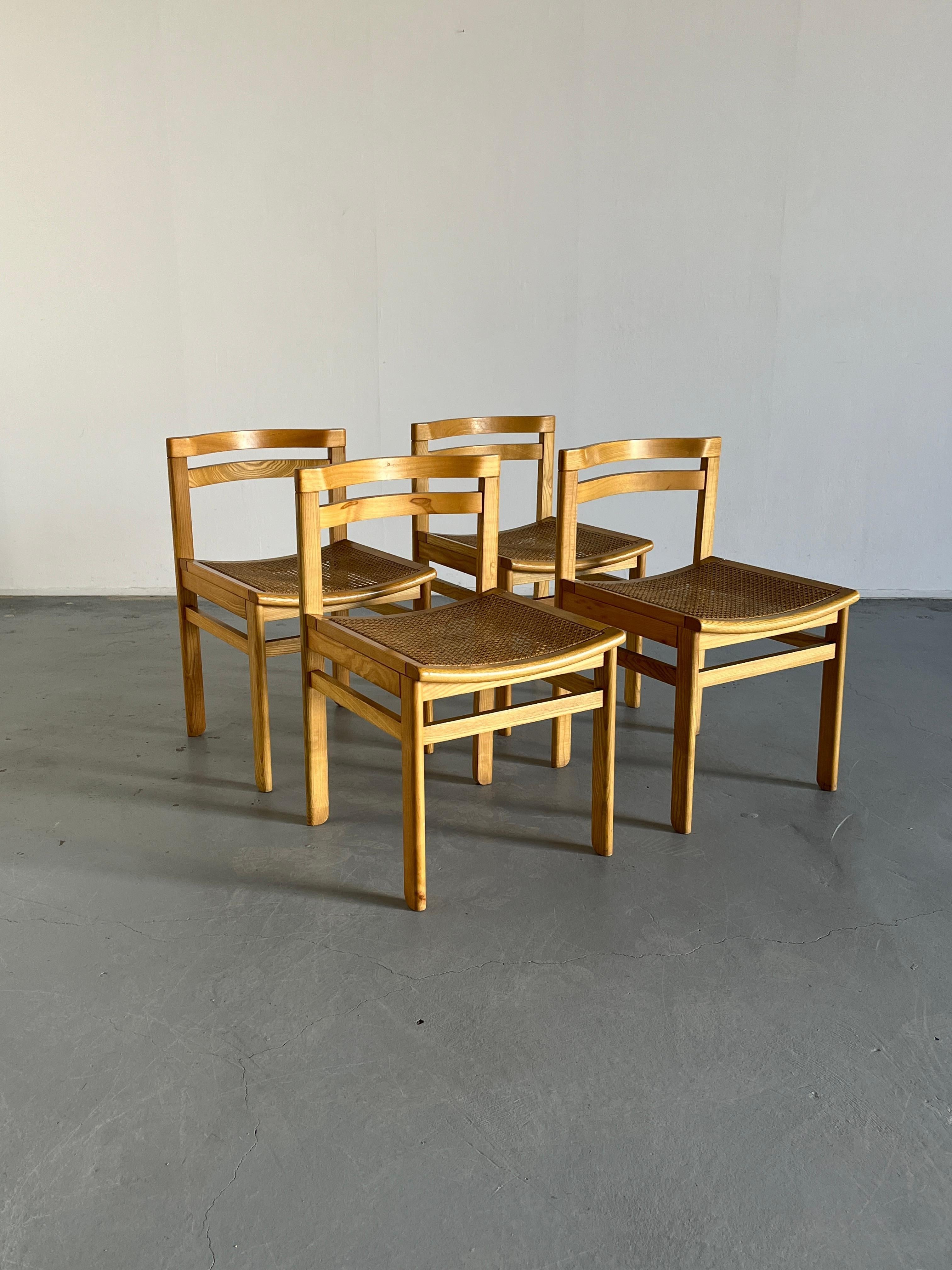 German Set of 4 Mid-Century Modern Constructivist Wooden Dining Chairs in Beech, 1960s For Sale