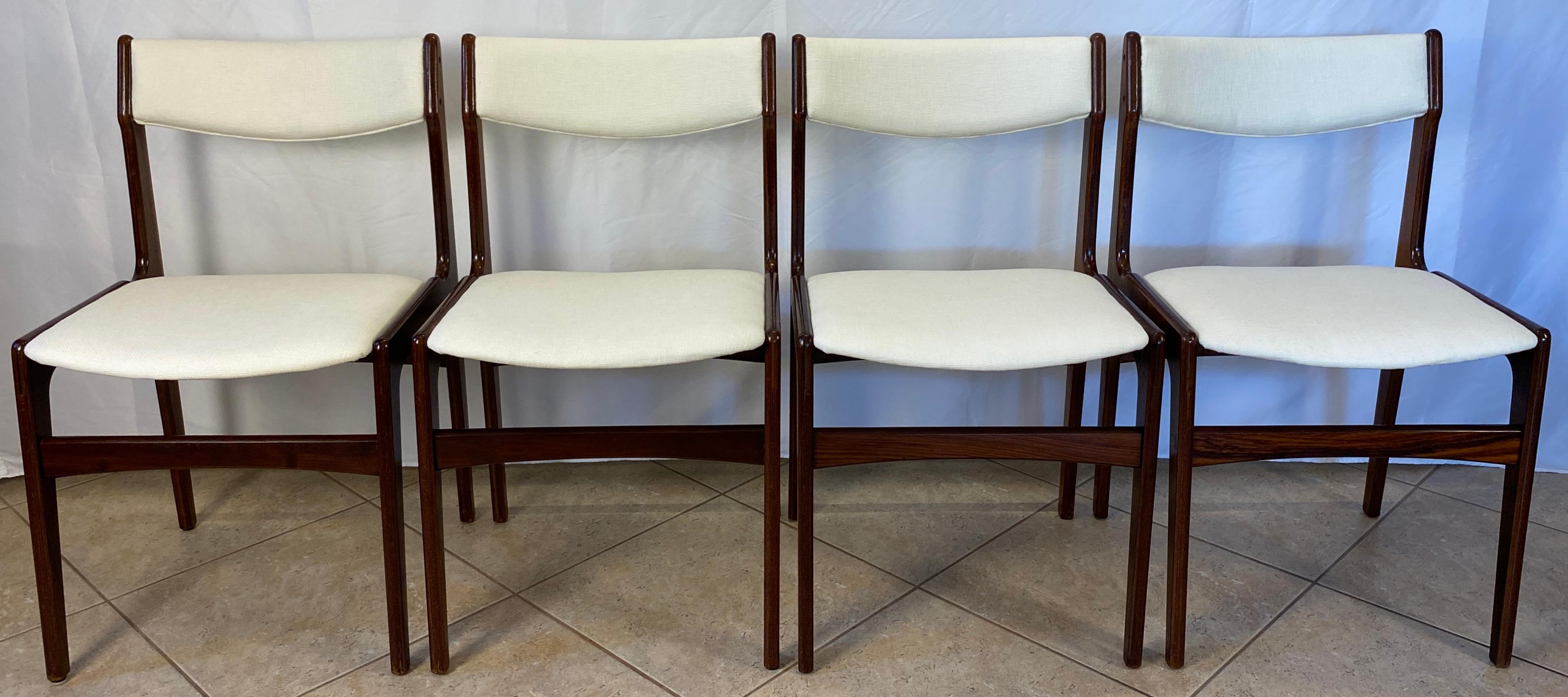 Fabric Set of 4 Mid-Century Modern Danish Dining Room Chairs  For Sale