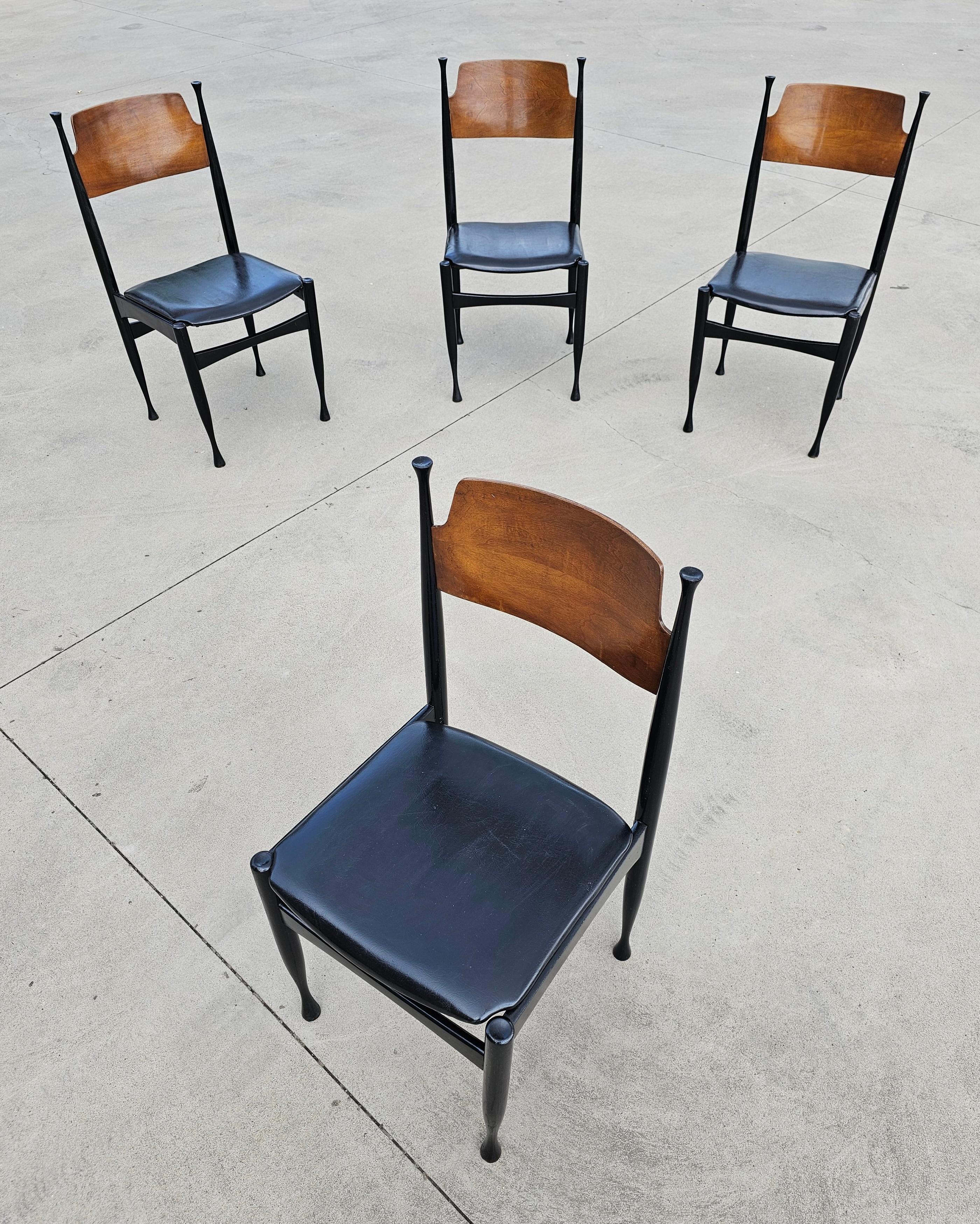 Serbian Set of 4 Mid-Century Dining Chairs in style of Paolo Buffa, Yugoslavia 1960s For Sale