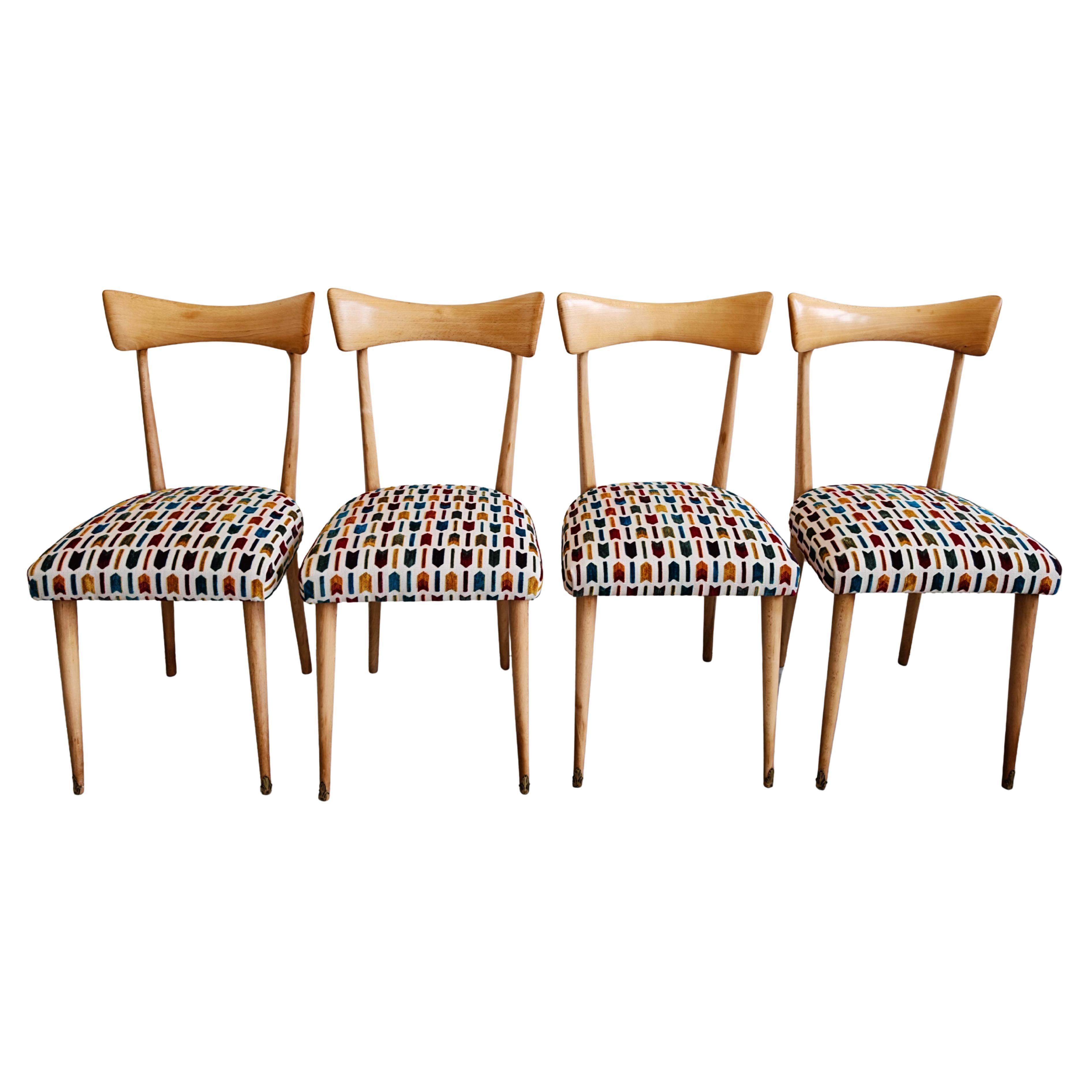 Satz von 4 Mid Century Modern Esszimmerstühlen "Bowtie" von Ico Parisi, Italien 1950er Jahre