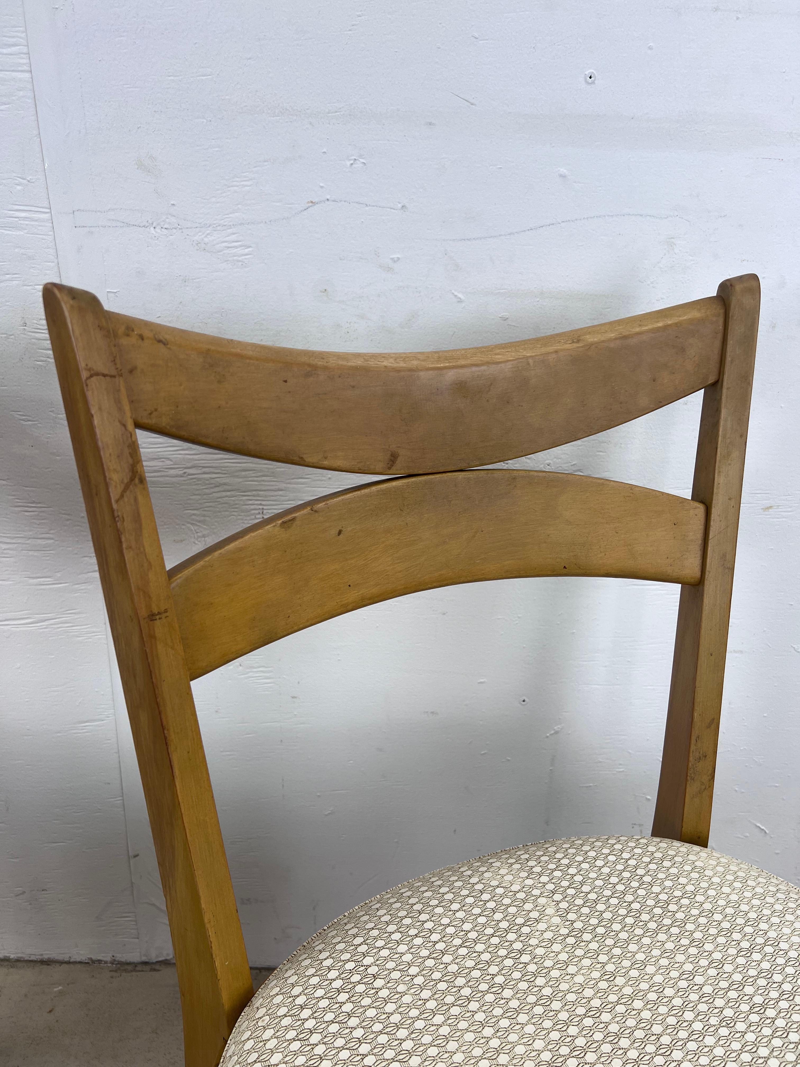Upholstery Set of 4 Mid-Century Modern Dining Chairs by Heywood Wakefield For Sale
