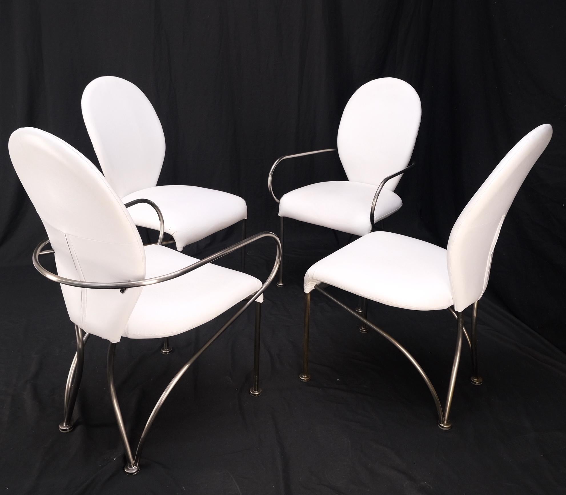 Set of 4 Mid-Century Modern Dining Chairs DIA White Upholstery MINT! For Sale 7