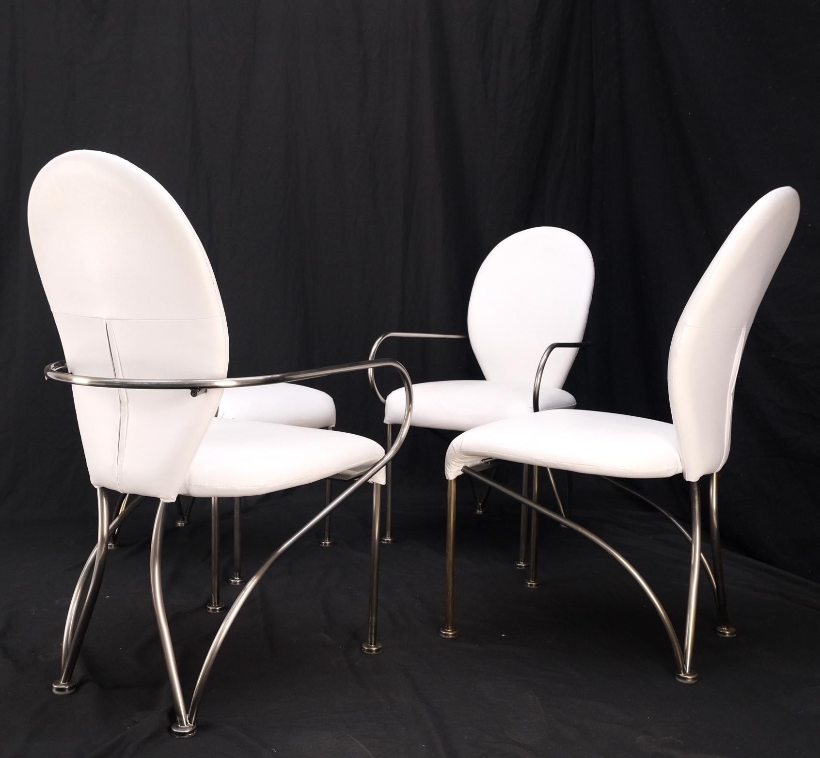 Set of 4 Mid-Century Modern Dining Chairs DIA White Upholstery MINT! For Sale 11
