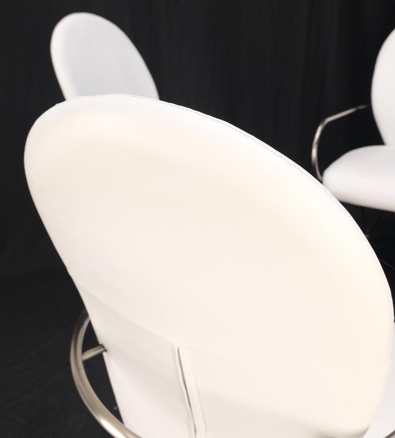 Set of 4 MidCentury Modern Dining Chairs DIA White Upholstery MINT