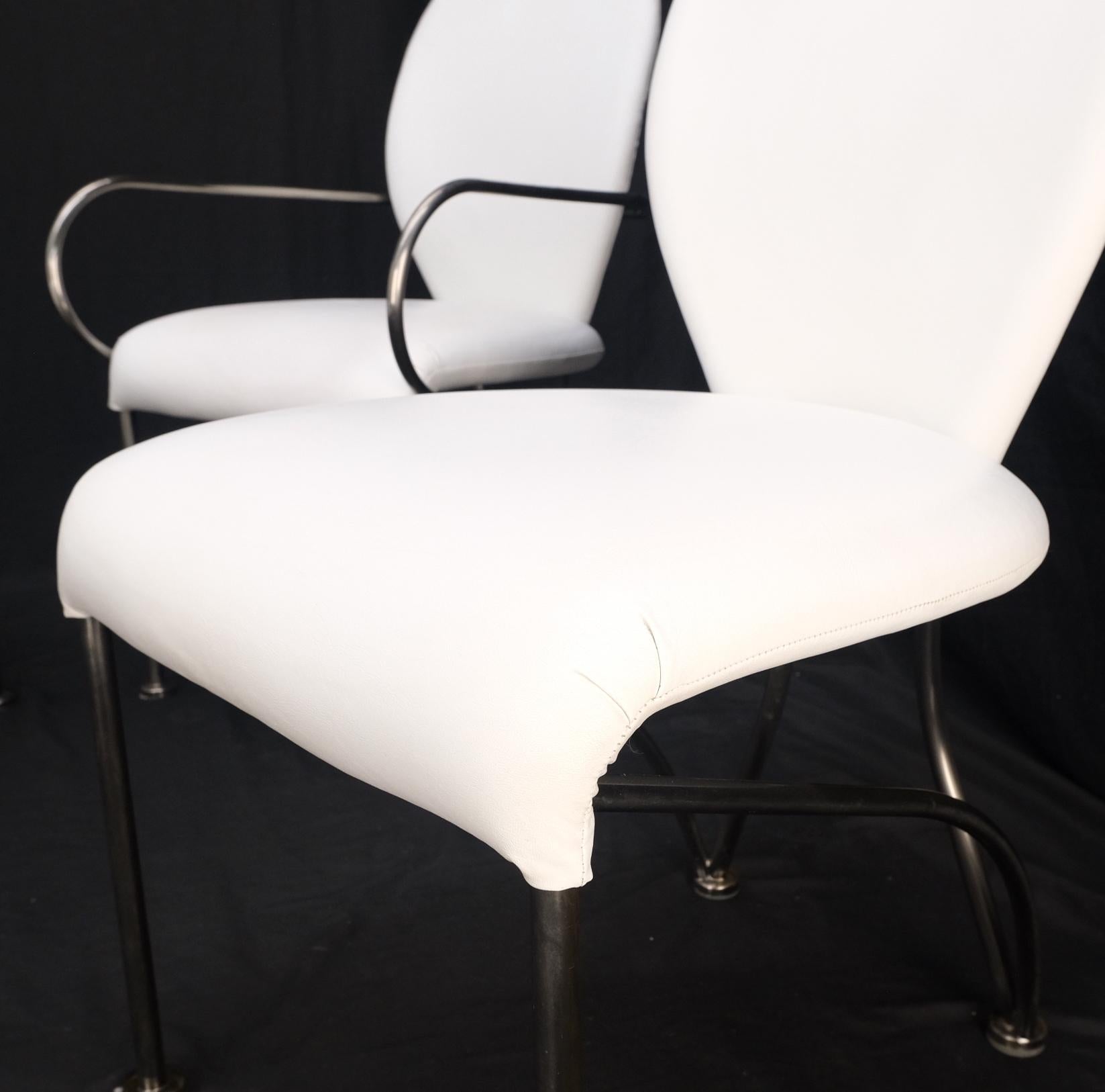 20th Century Set of 4 Mid-Century Modern Dining Chairs DIA White Upholstery MINT! For Sale