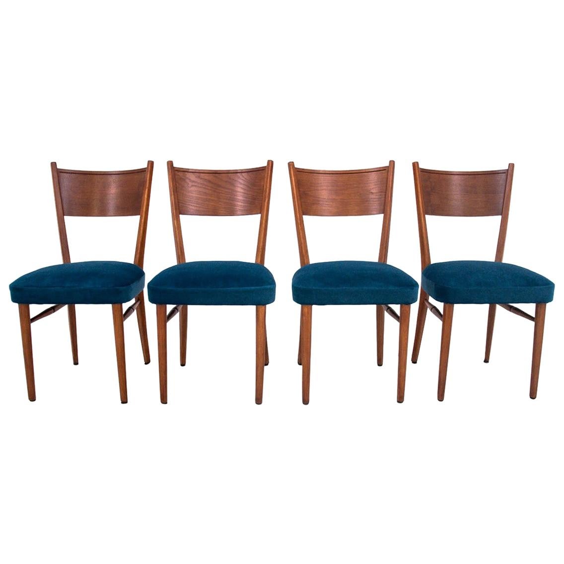 Set of 4 Mid-Century Modern Dining Chairs in Blue