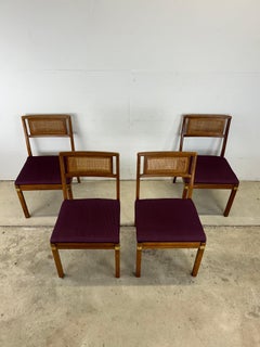 Set of 4 Mid Century Modern Dining Chairs with Caned Back