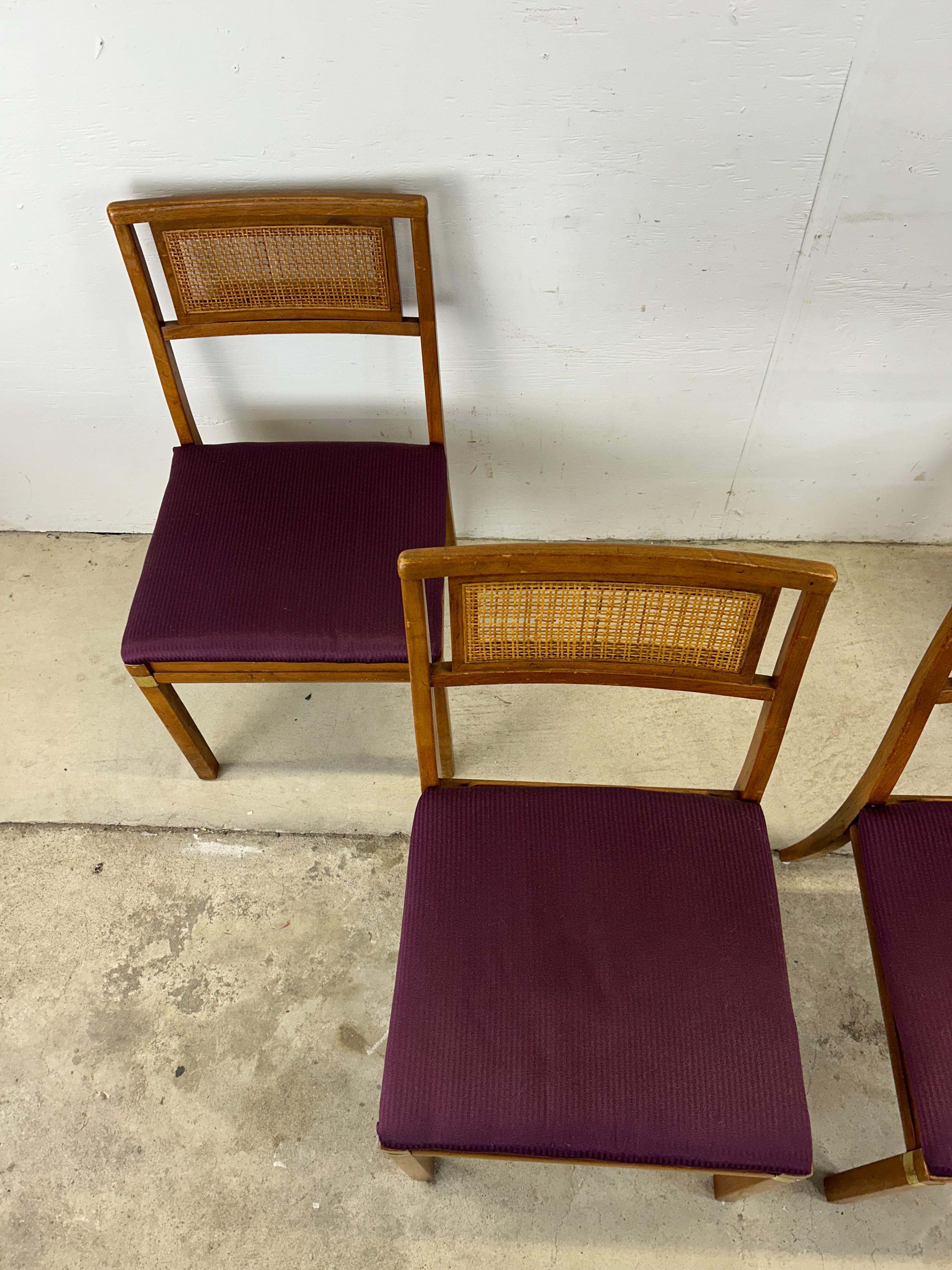 Mid-Century Modern Ensemble de 4 chaises de salle à manger Modernity à dossier canné en vente