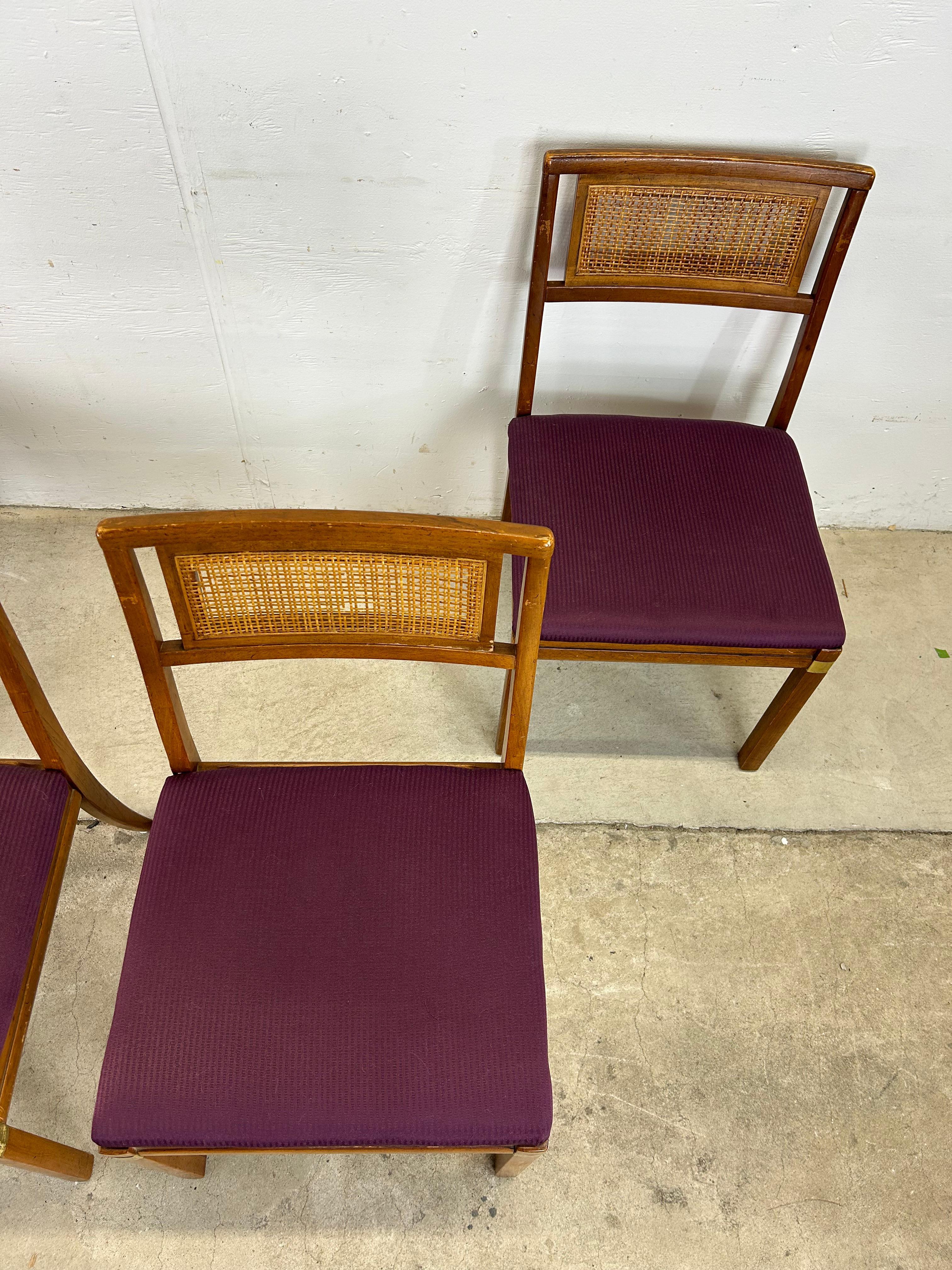 Américain Ensemble de 4 chaises de salle à manger Modernity à dossier canné en vente