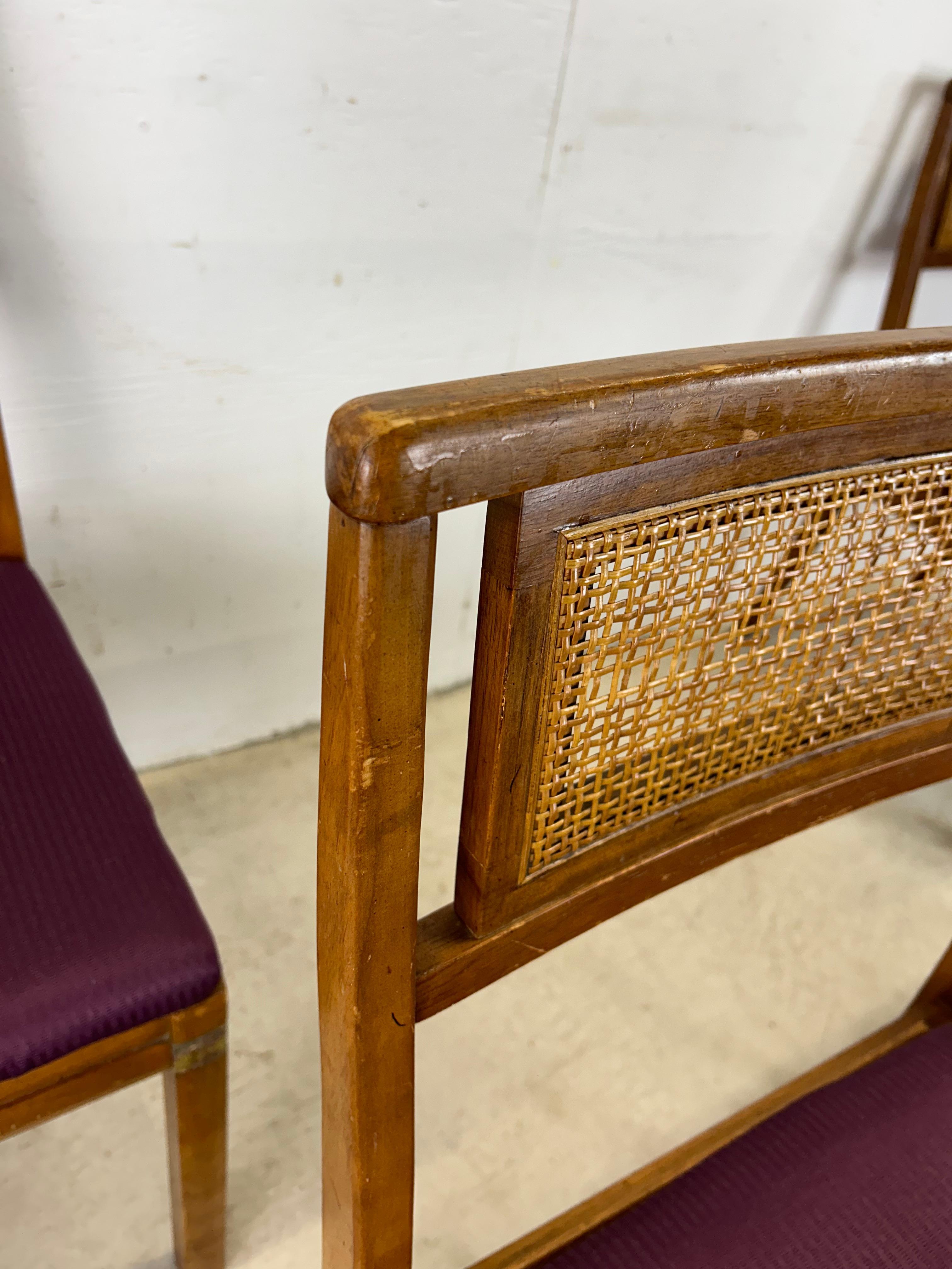 20ième siècle Ensemble de 4 chaises de salle à manger Modernity à dossier canné en vente