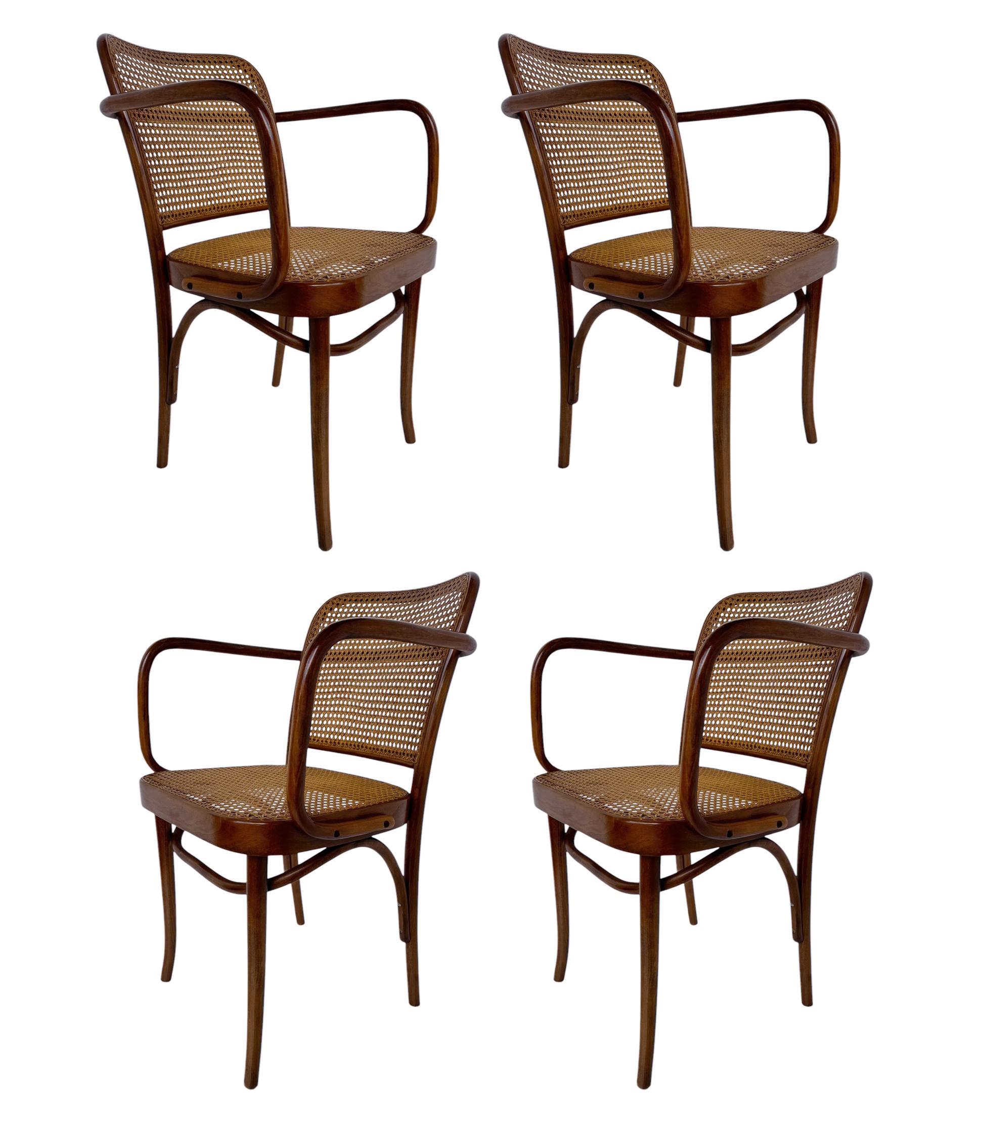 Set di 4 sedie da pranzo moderne di Josef Hoffmann Cane e betulla in vendita 6