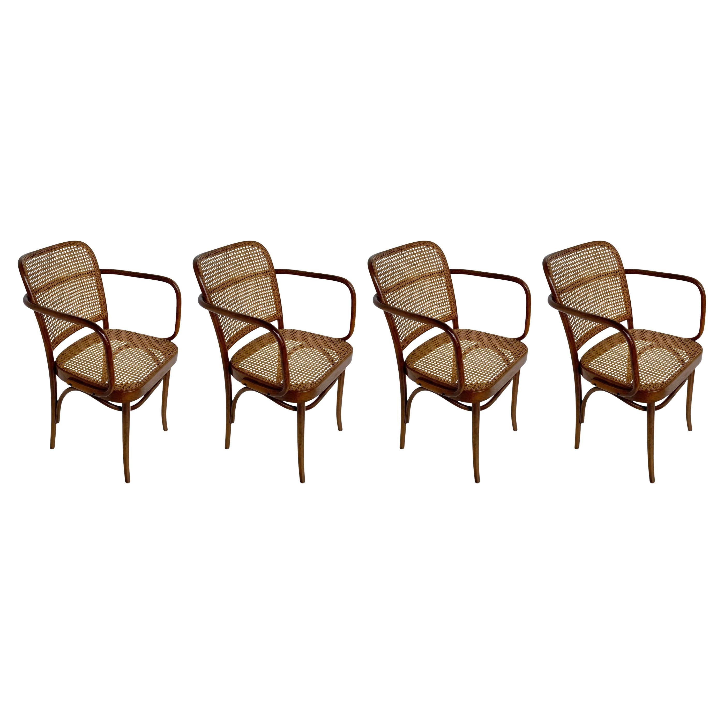 Set of 4 Mid-Century Modern Dining Prague Chairs by Josef Hoffmann Cane & Birch