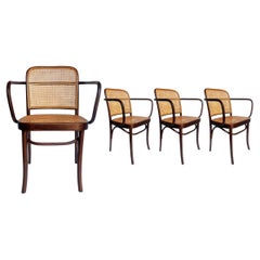 Set of 4 Mid-Century Modern Dining Prague Chairs by Josef Hoffmann Cane & Wood