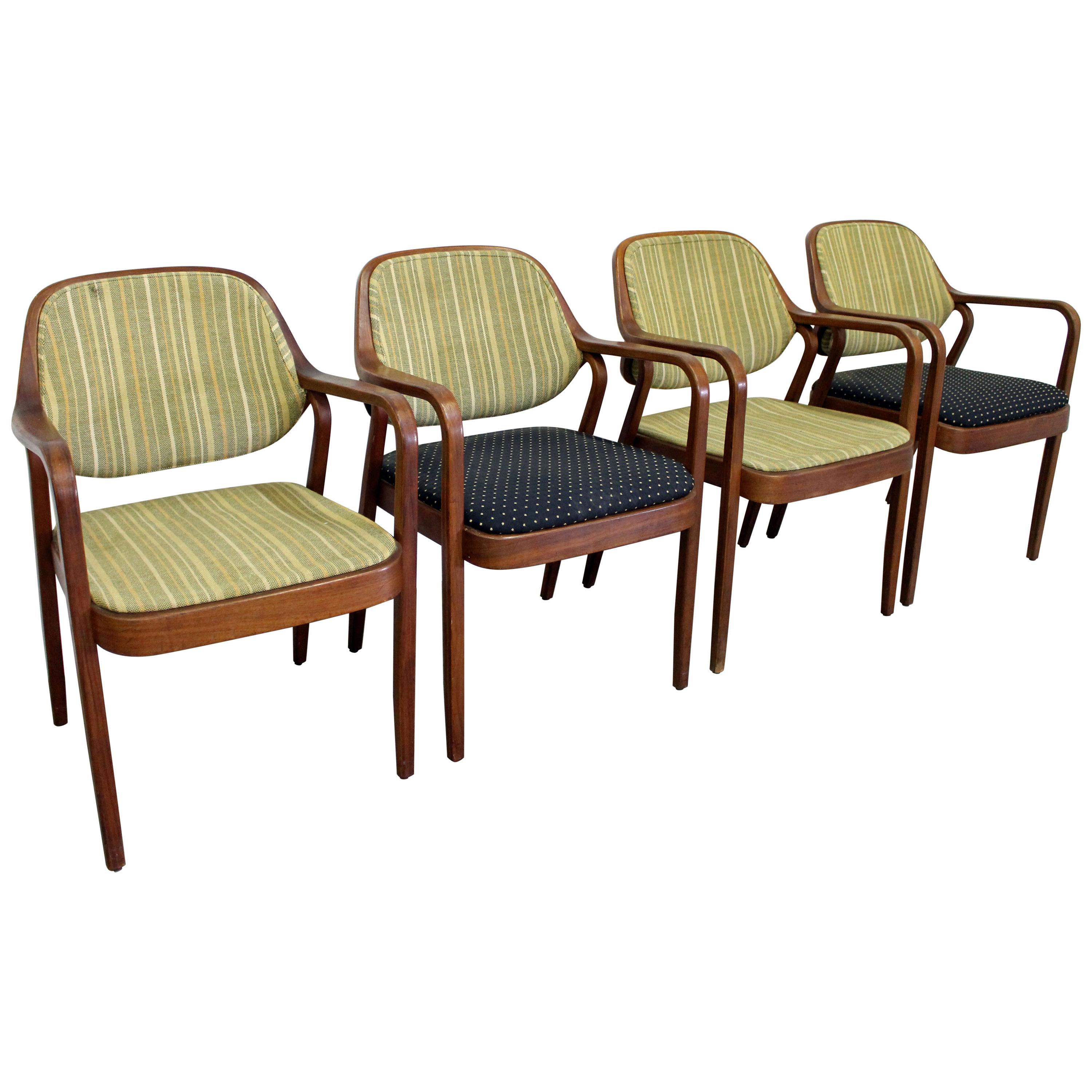 Set of 4 Mid-Century Modern Don Pettit for Knoll Walnut Dining Armchairs