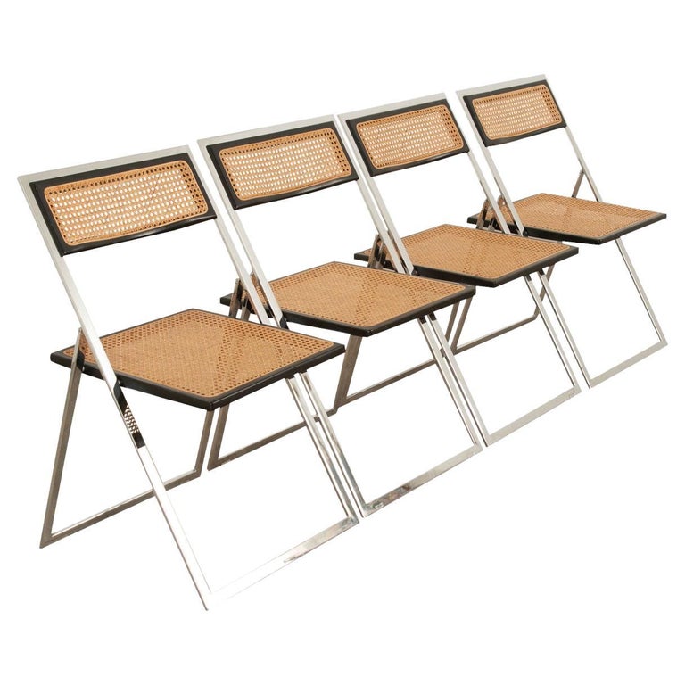 Set of 4 MidCentury Modern Folding Chairs For Sale at 1stDibs