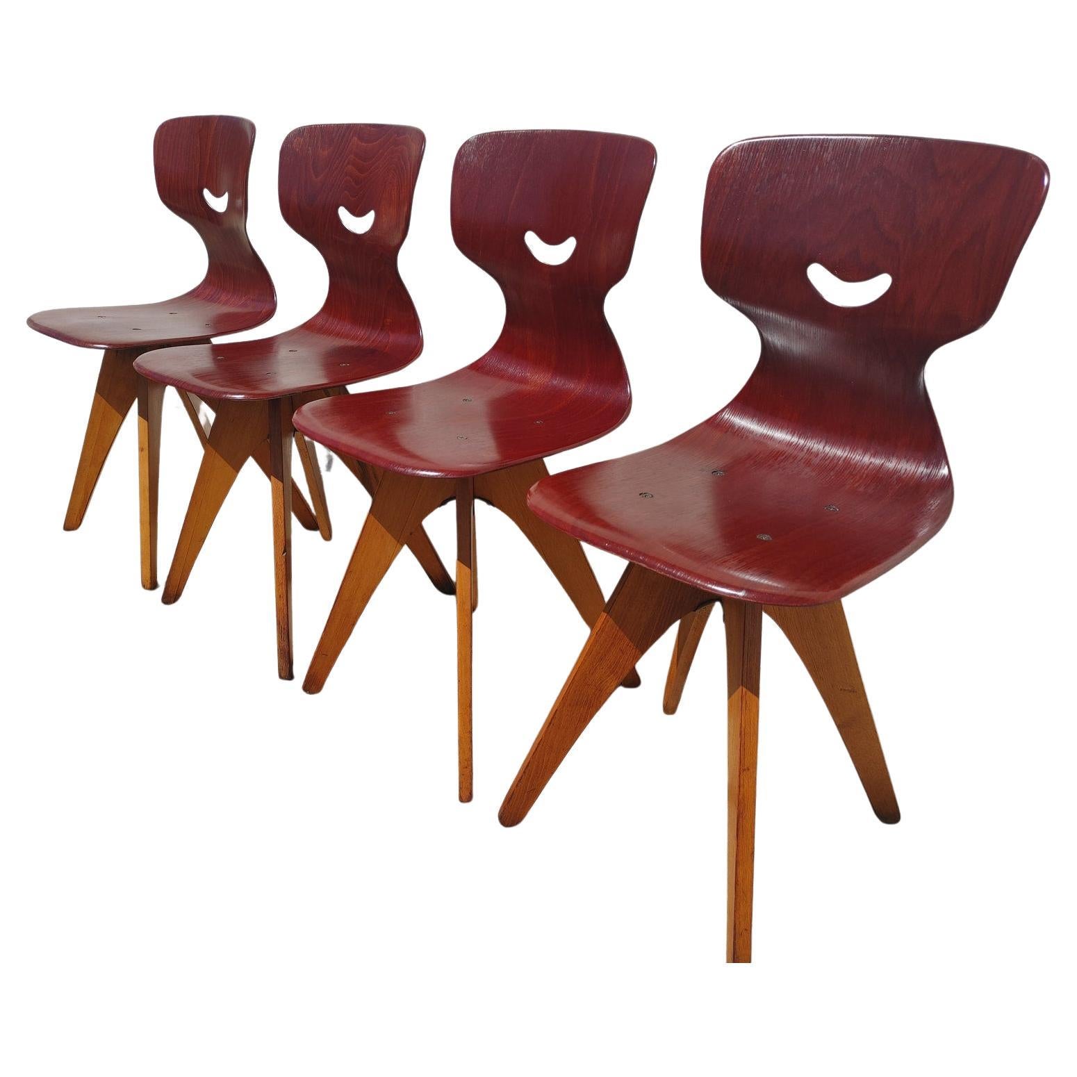 Set of 4 Mid Century Modern German Bentwood Chairs For Sale