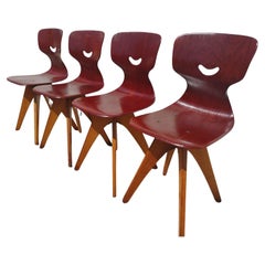 Vintage Set of 4 Mid Century Modern German Bentwood Chairs