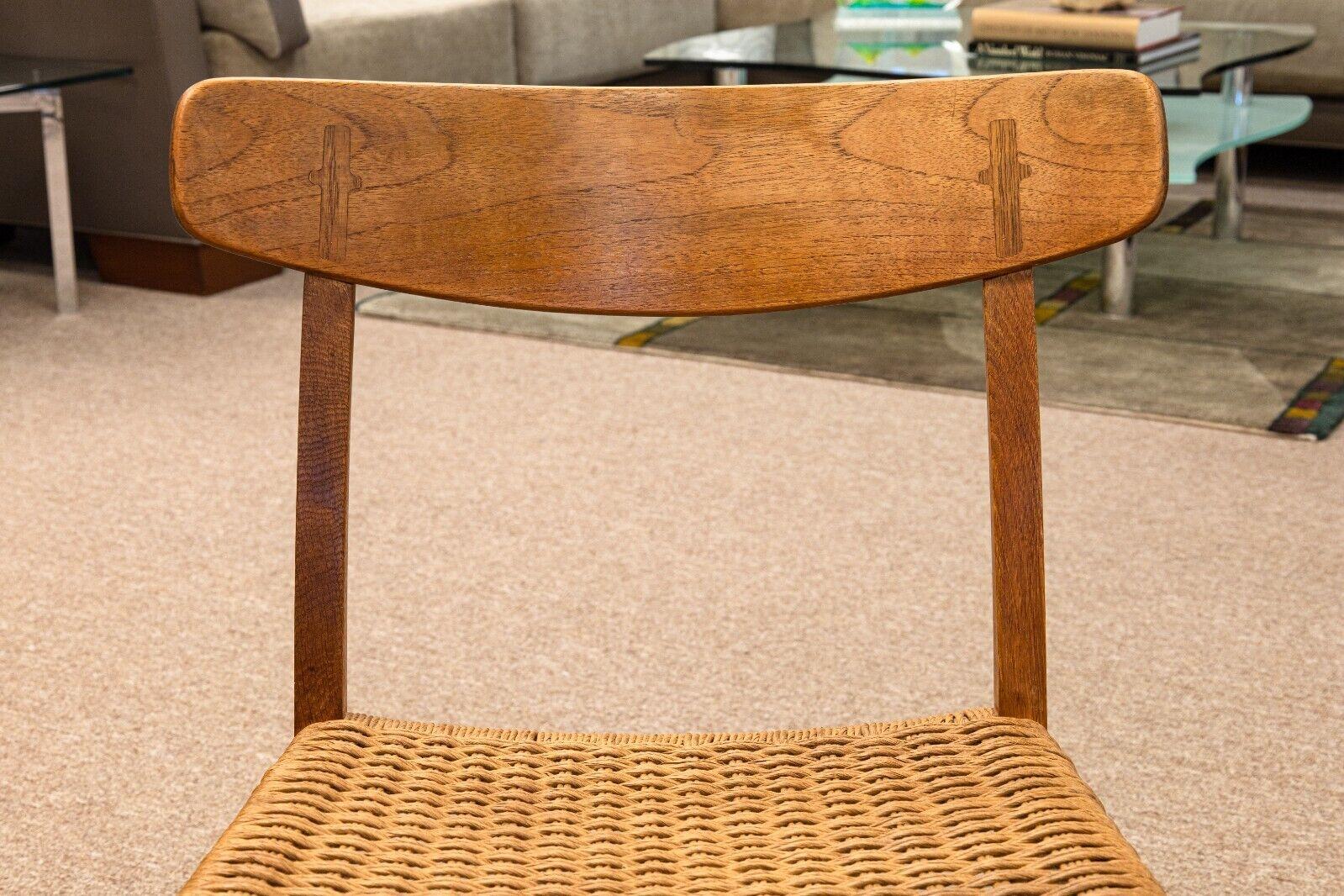 Set of 4 Mid Century Modern Hans Wegner Teak Wood CH23 Side Dining Chairs 2