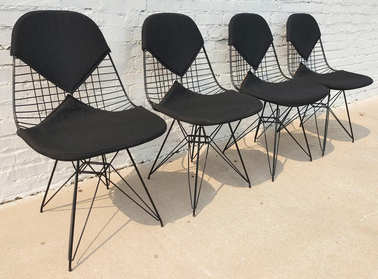 American Set of 4 Mid Century Modern Herman Miller Eiffel Wire Chairs For Sale