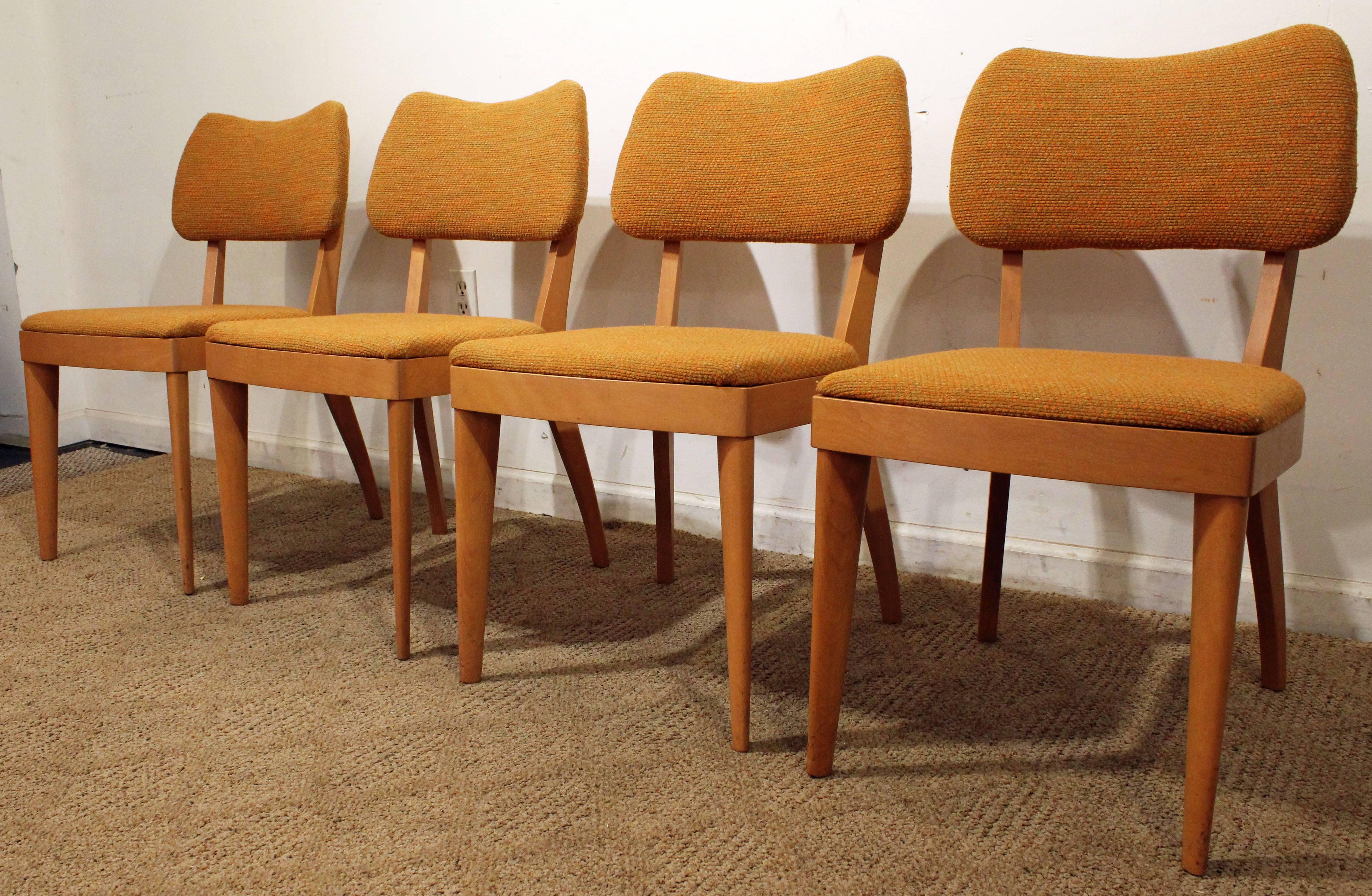 American Set of Four Mid-Century Modern Heywood Wakefield Champagne Dining Chairs 55A