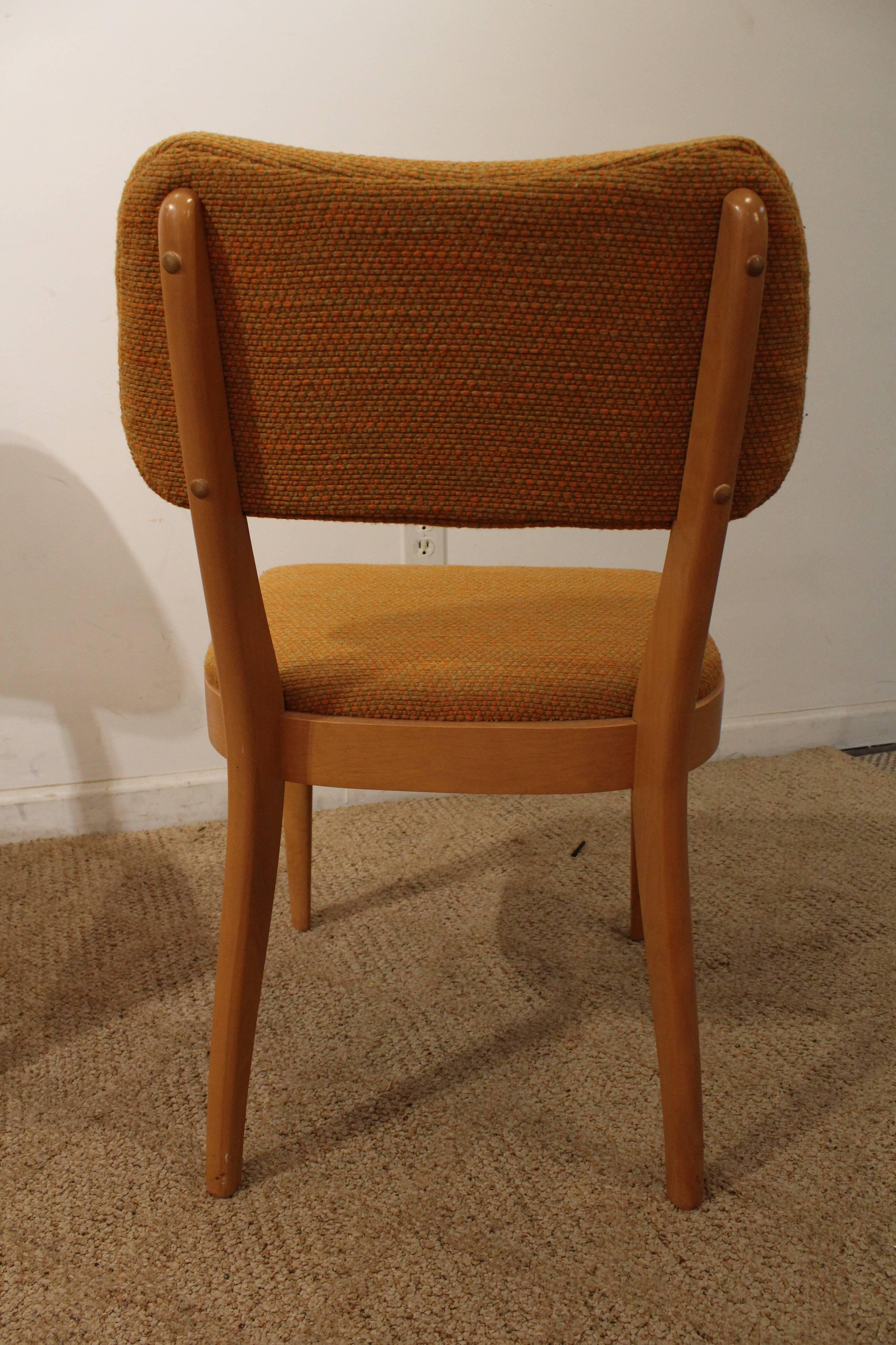 Birch Set of Four Mid-Century Modern Heywood Wakefield Champagne Dining Chairs 55A